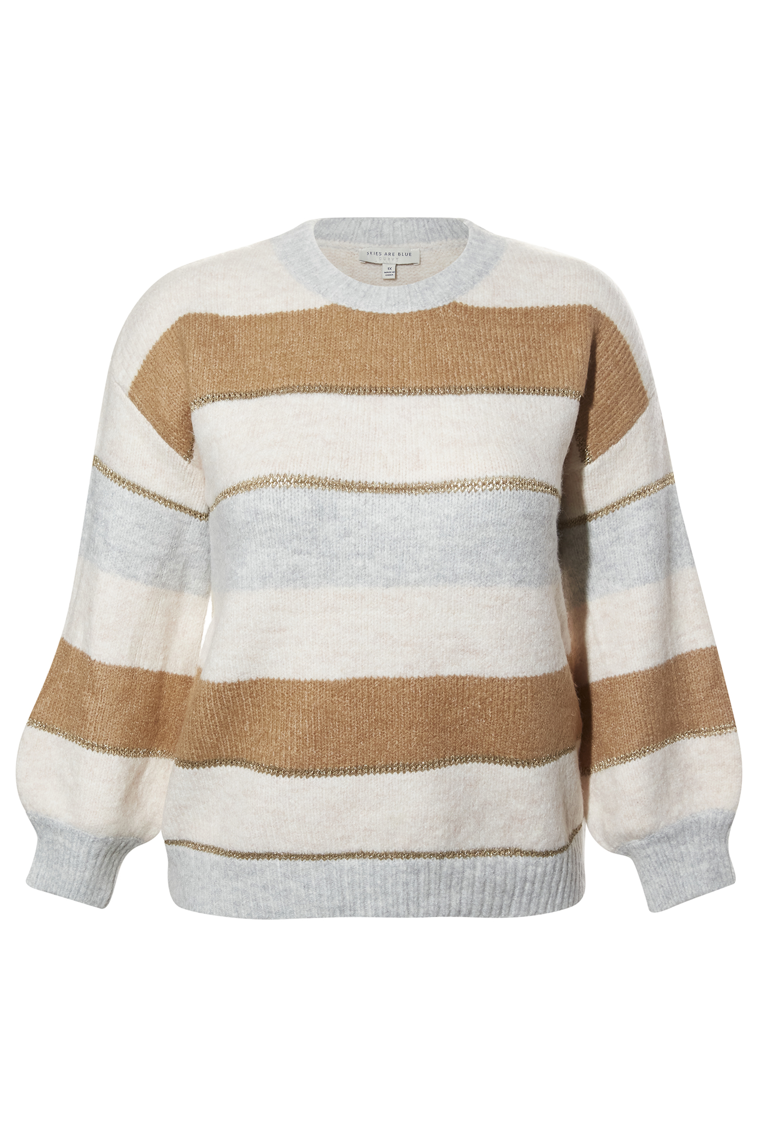 Stripe Balloon Sleeve Sweater