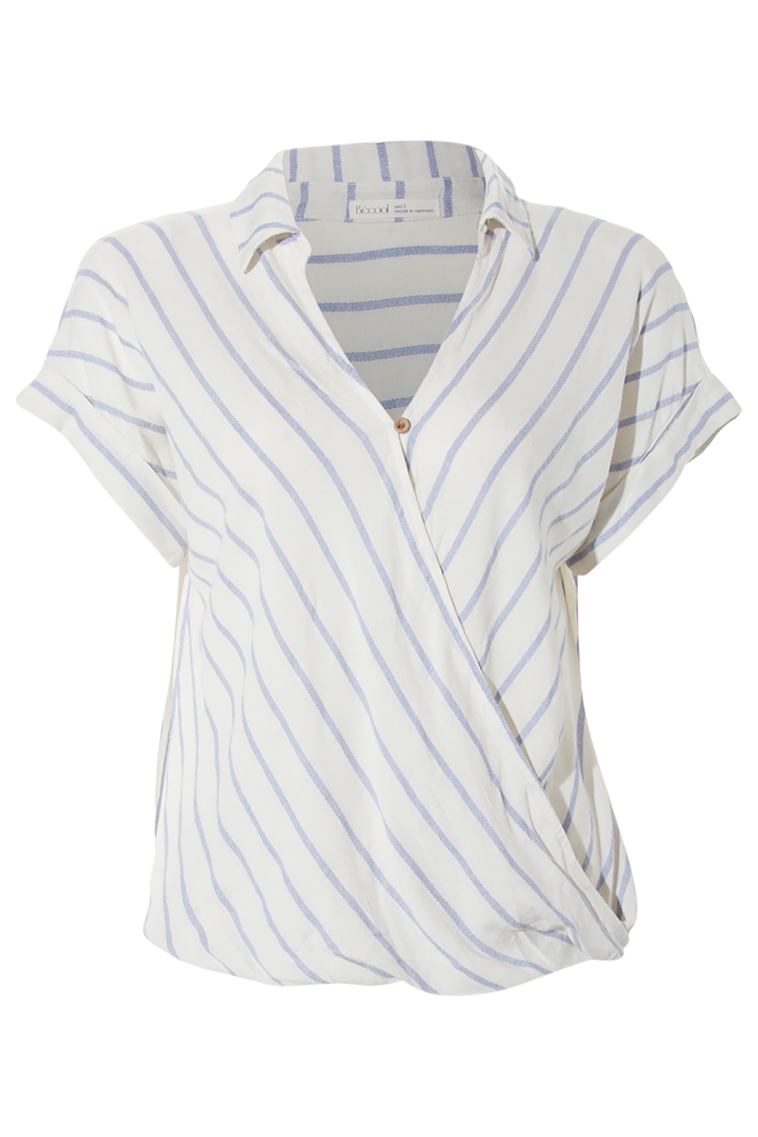 Collared Surplice Stripe Top