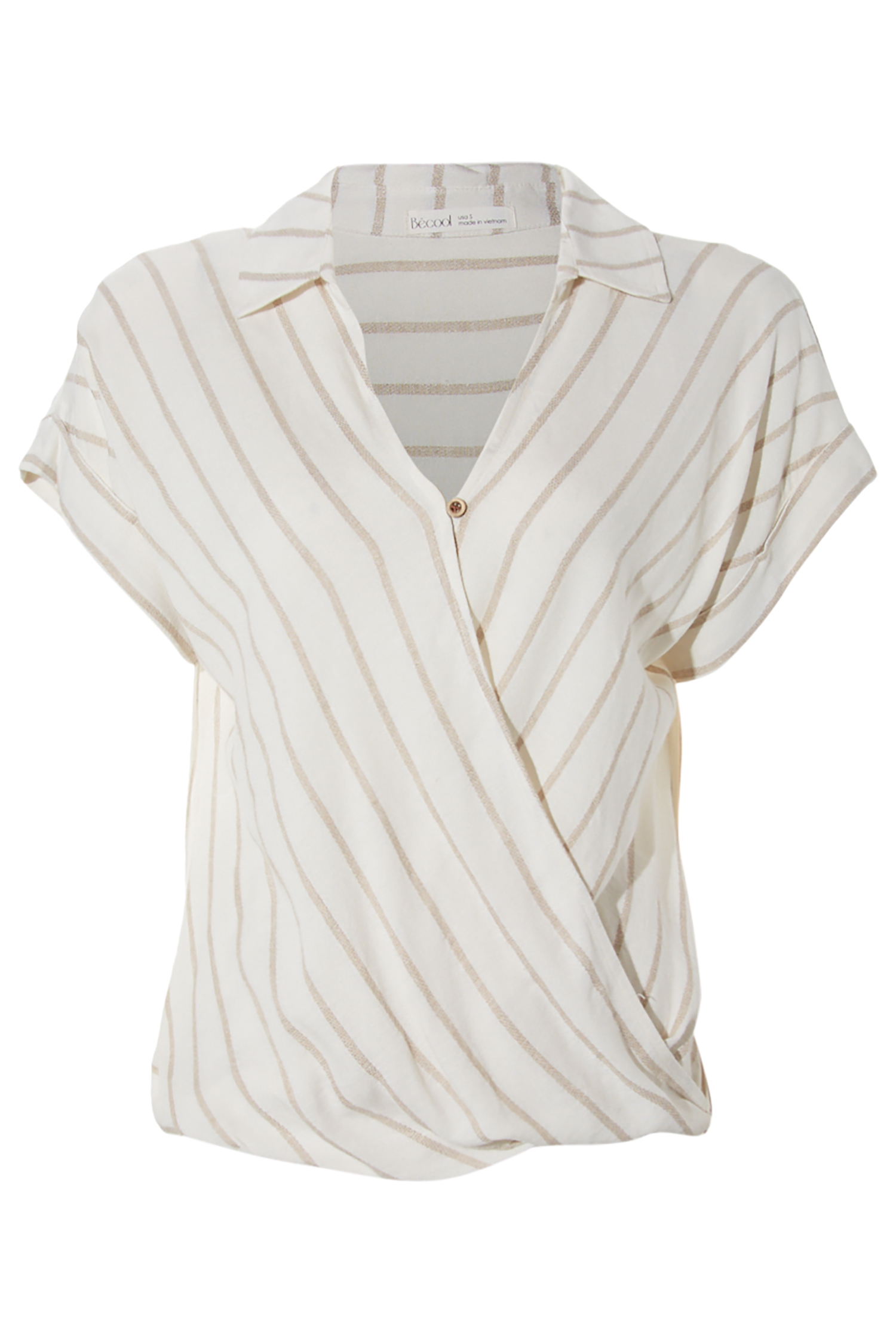 Collared Surplice Stripe Top