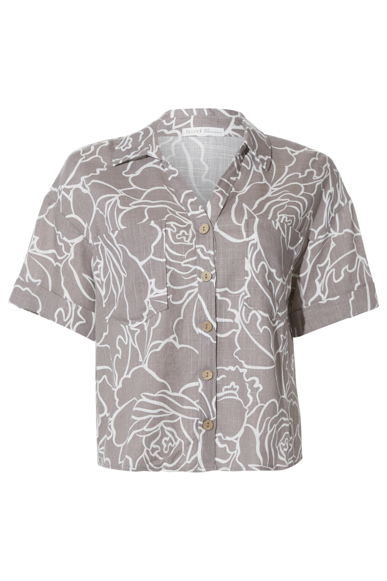 Printed Short Sleeve Button Up