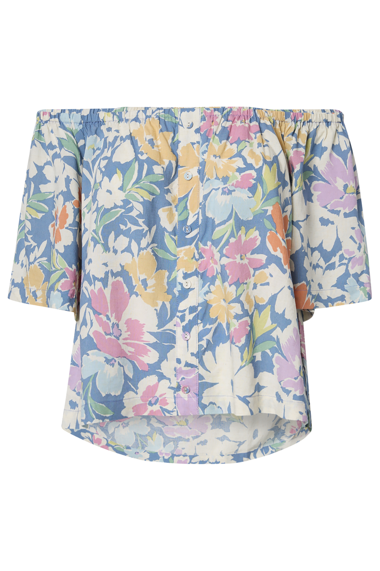 Tropical Print Off-Shoulder Top