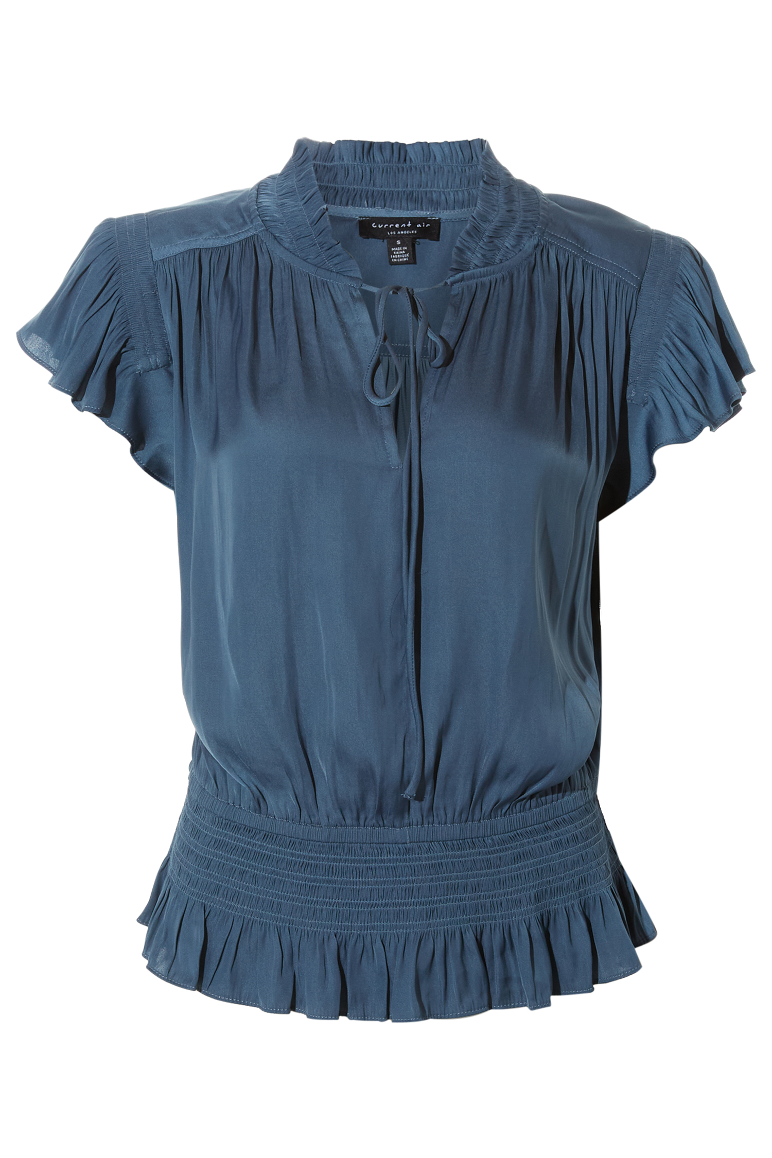 Split Neck with Smocking Details