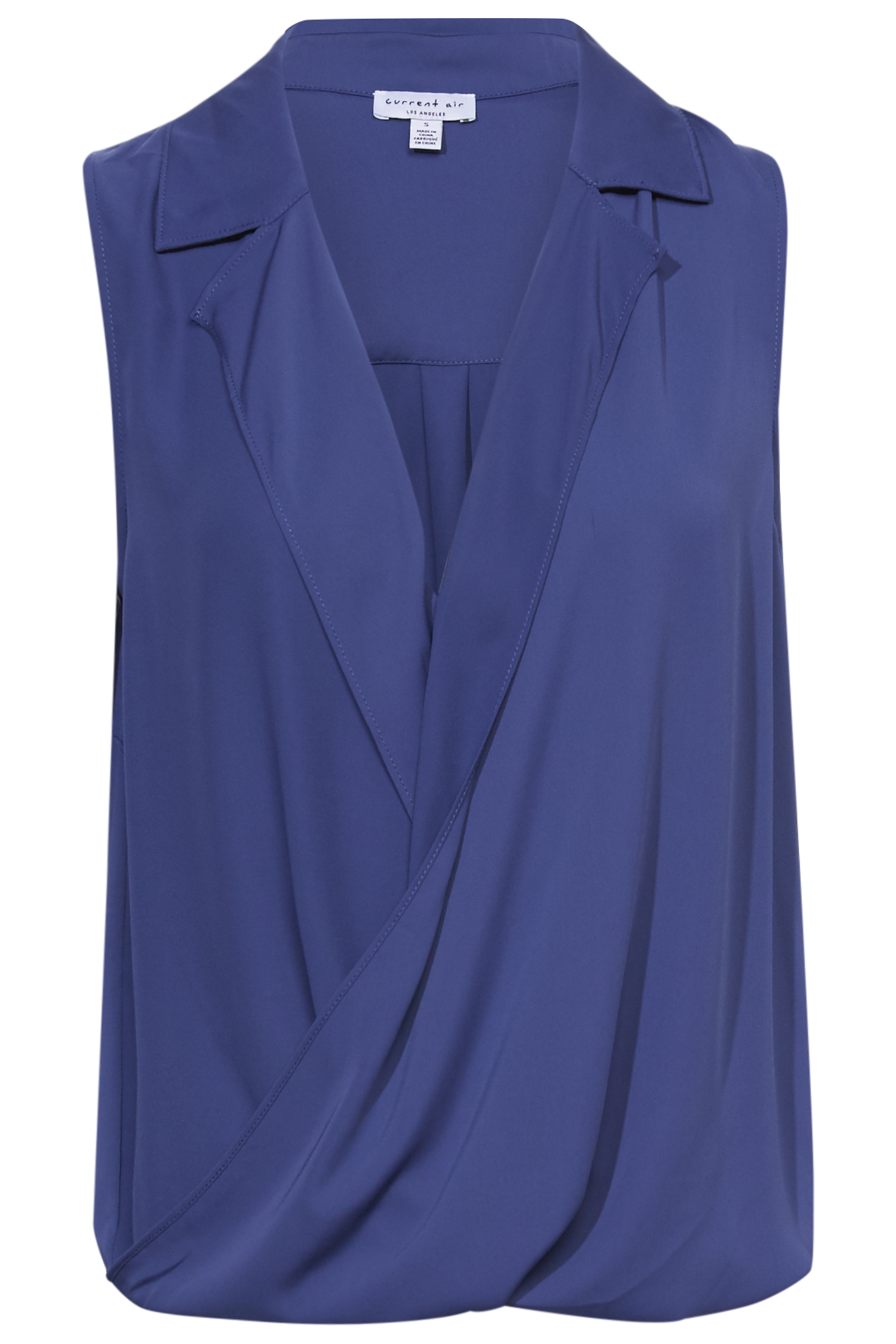 Sleeveless Surplice Collared Blouse