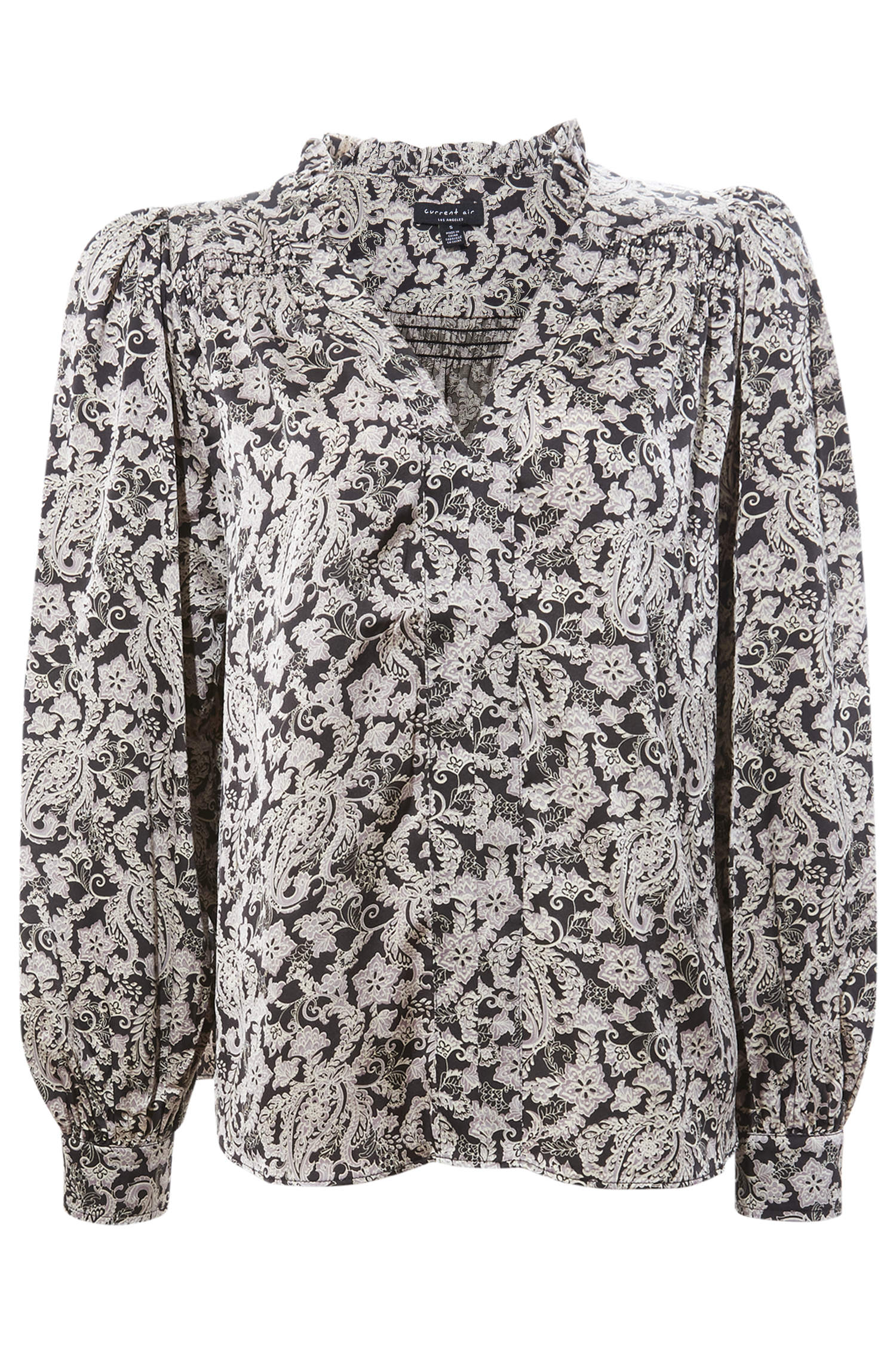 Jacquard Paisley Long Sleeve Blouse