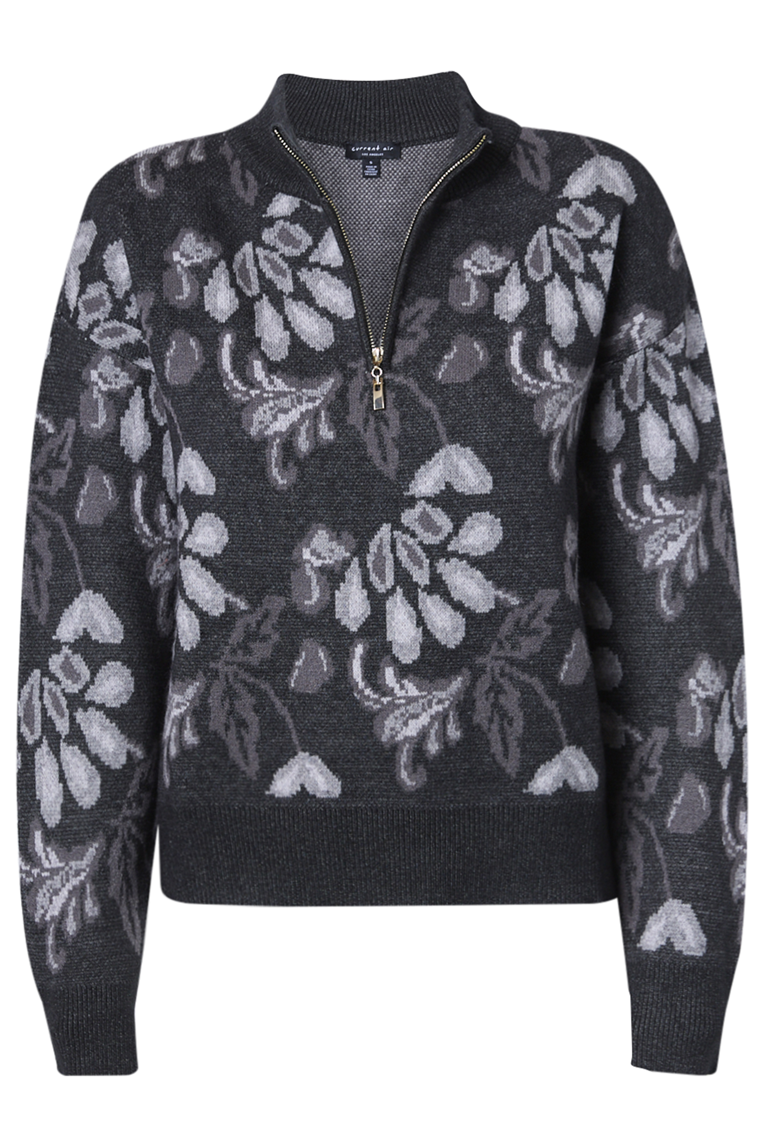 Brax Steffen Jacquard Wool Blend Quarter Zip Sweater in Black , Size 52