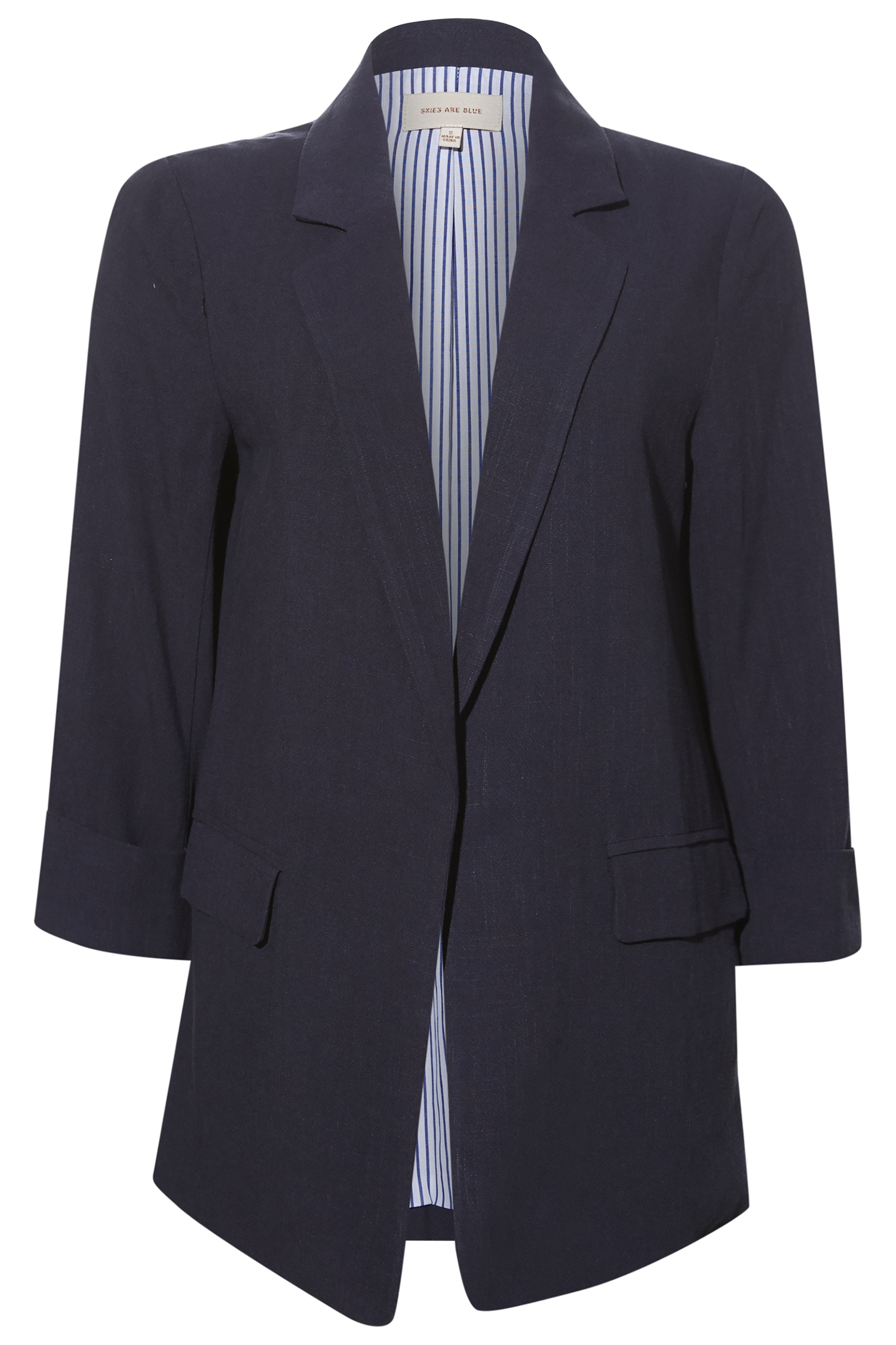 Open Front Cuffed Blazer