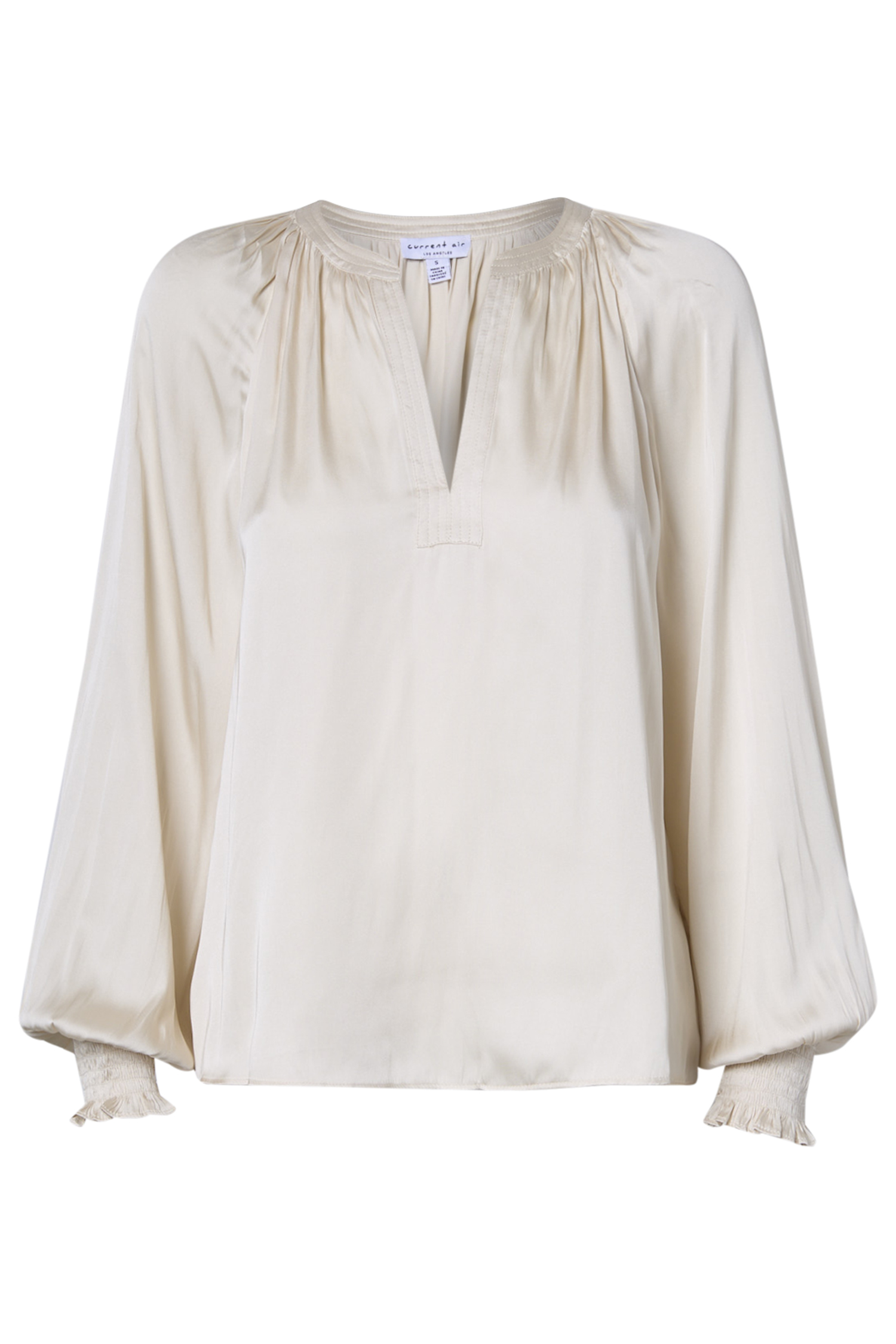 Split Neck Long Sleeve Blouse