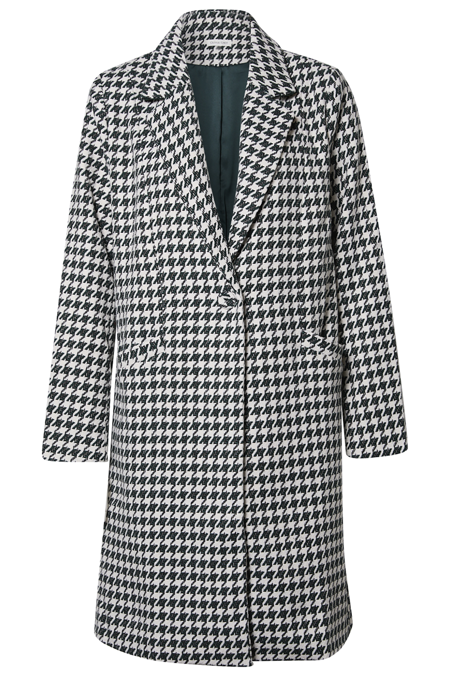 Single-Button Houndstooth Coat