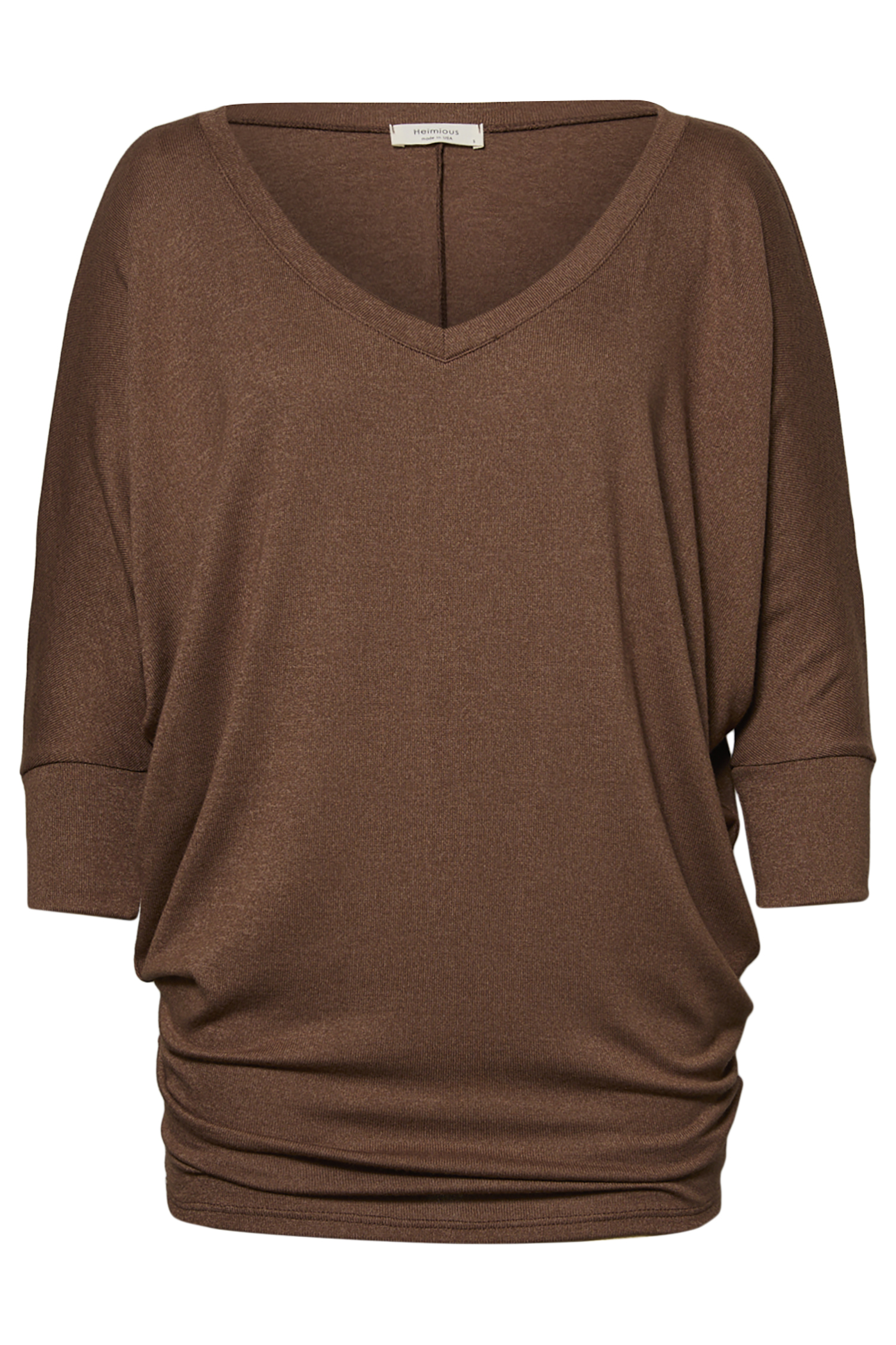 Nadia Quarter Sleeve Dolman V-Neck Hacci Top