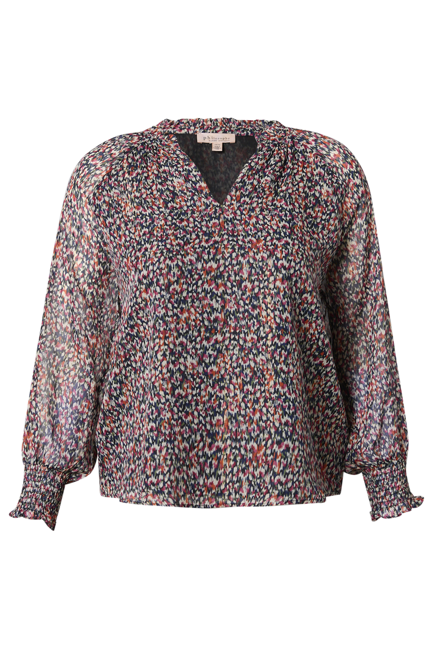 Split Neck Metallic Printed Blouse