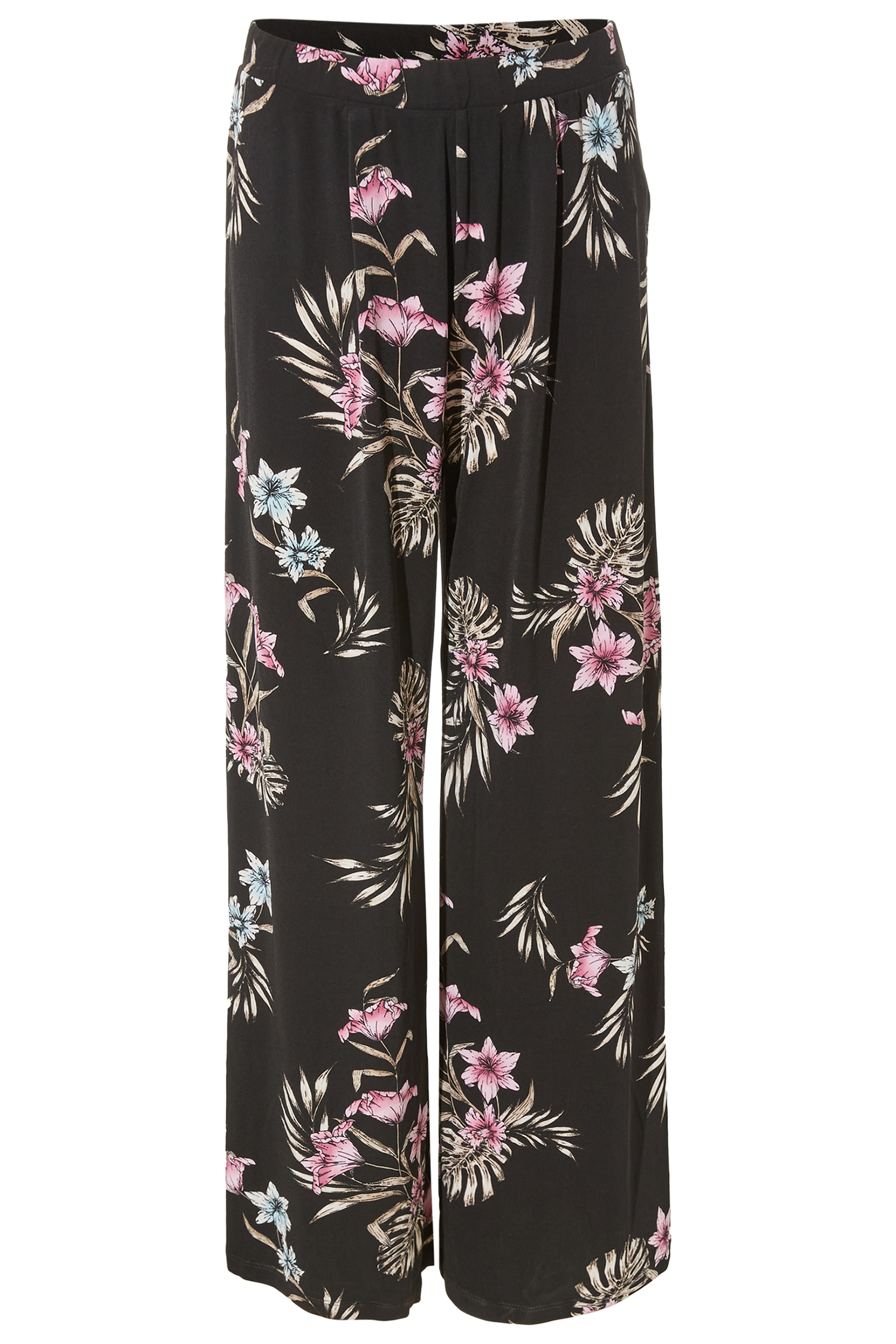 Floral Printed Pull On Wide Leg Pants