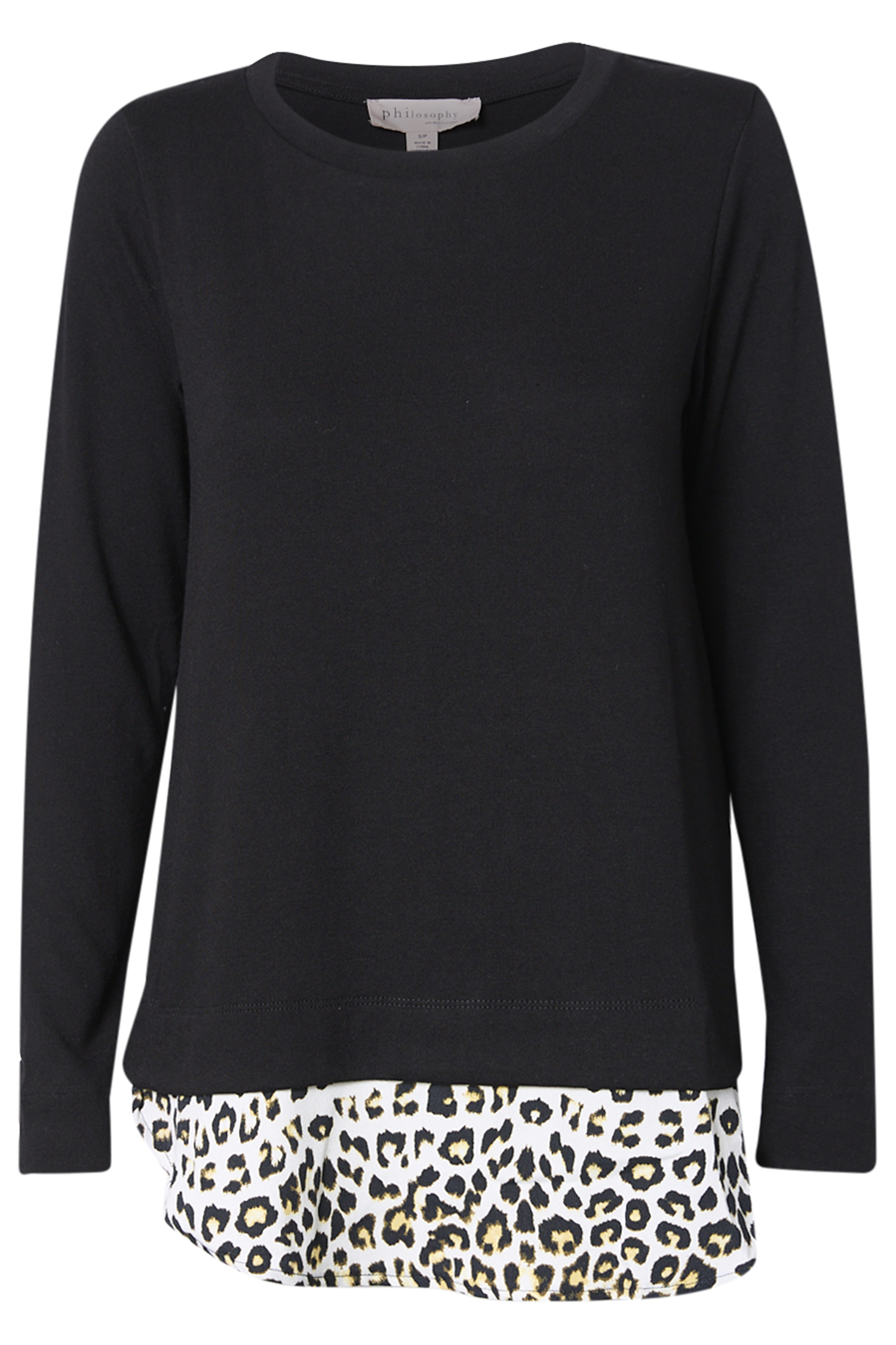 Contrast Hem LS Knit Top