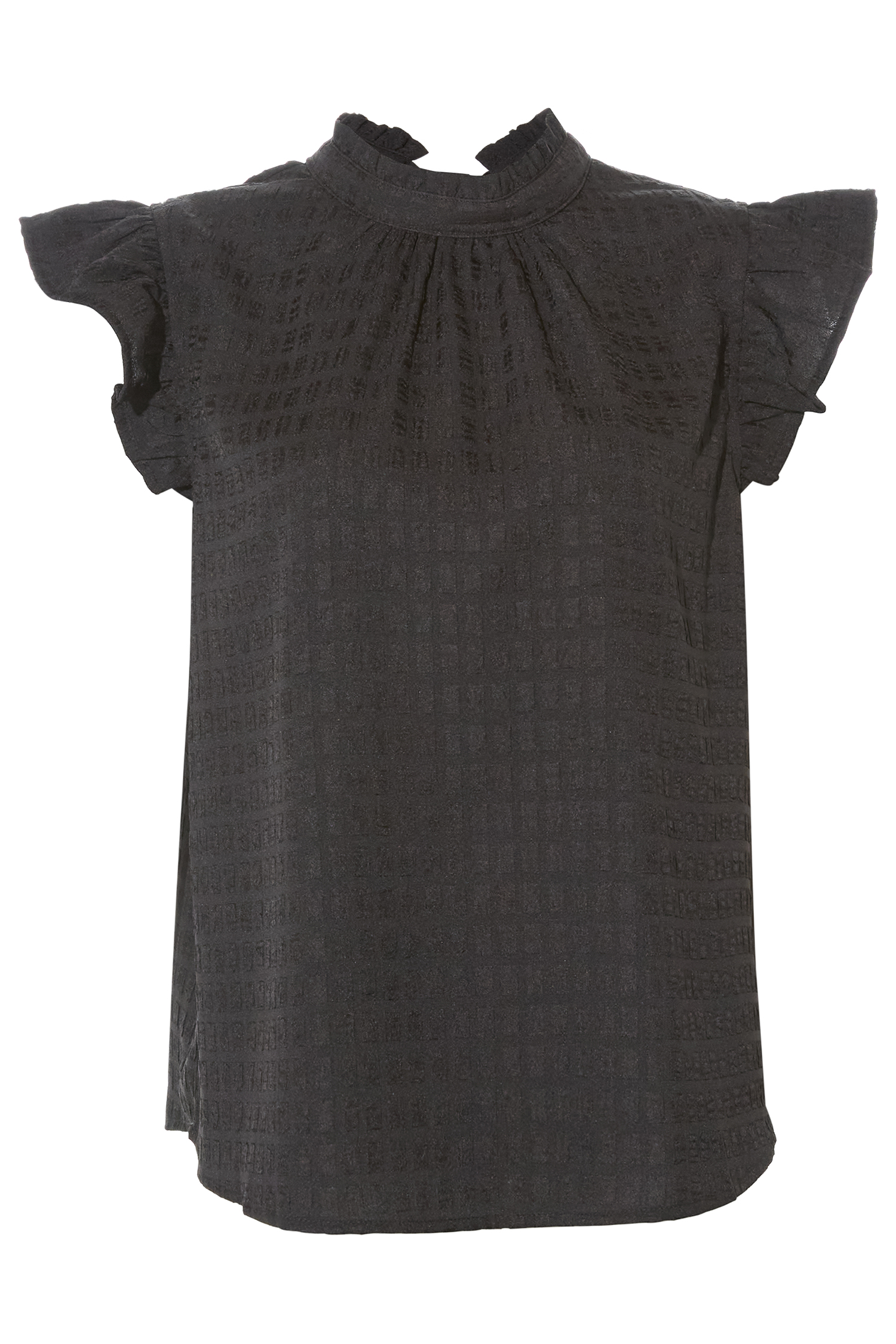 Ruffle Sleeve Split Neck Top