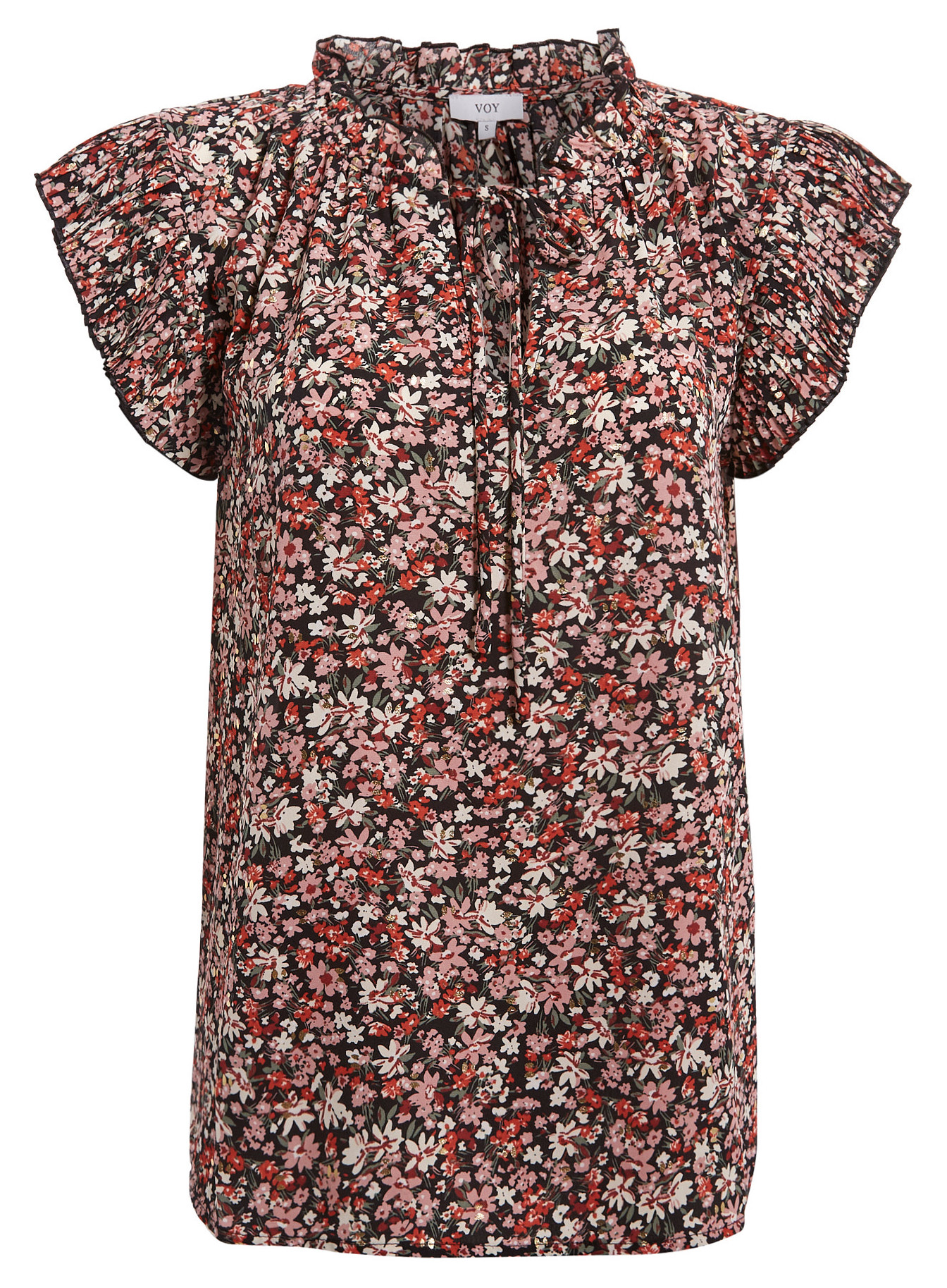 Pleated Sleeve Floral Top
