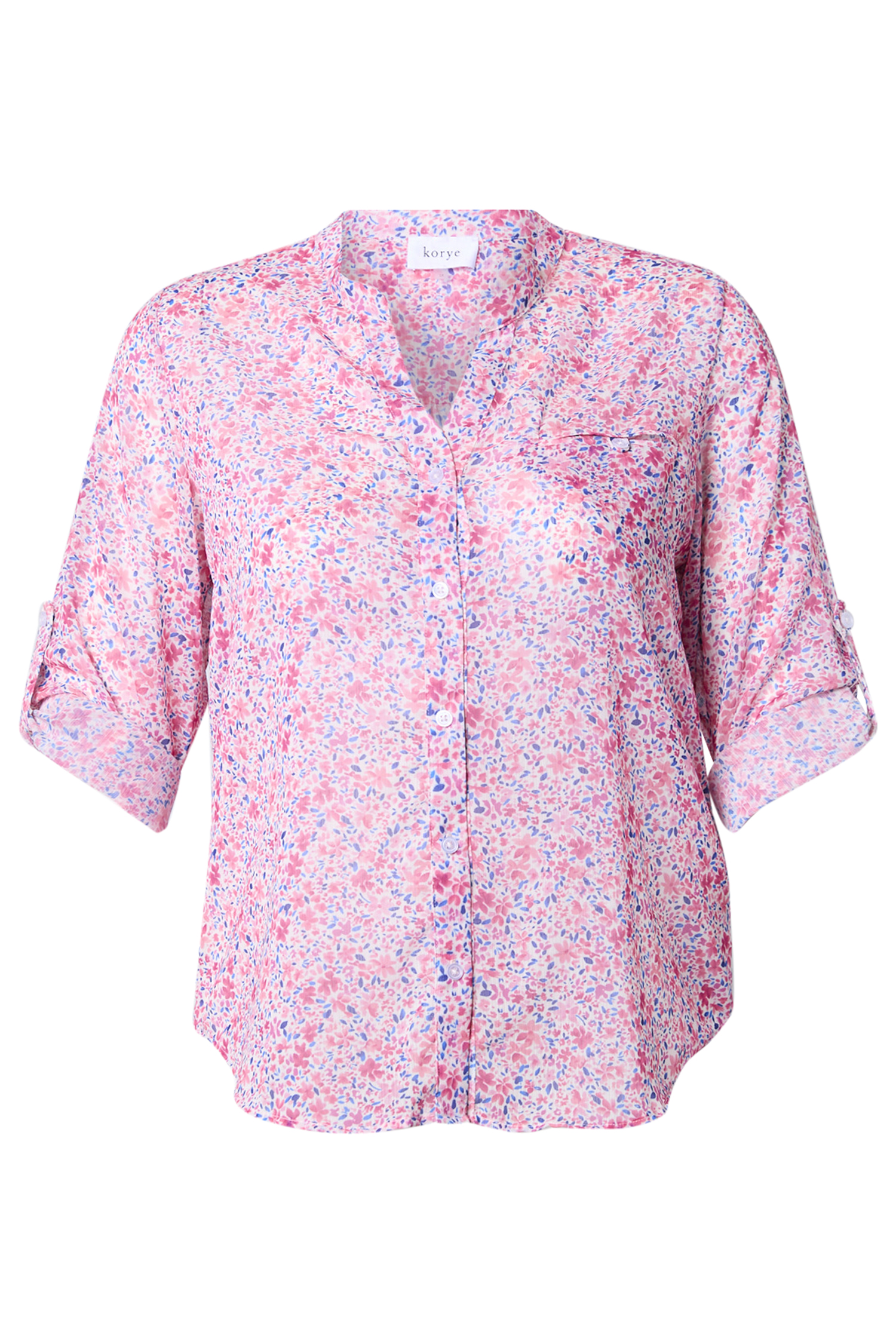 Button Front Long Sleeve Blouse