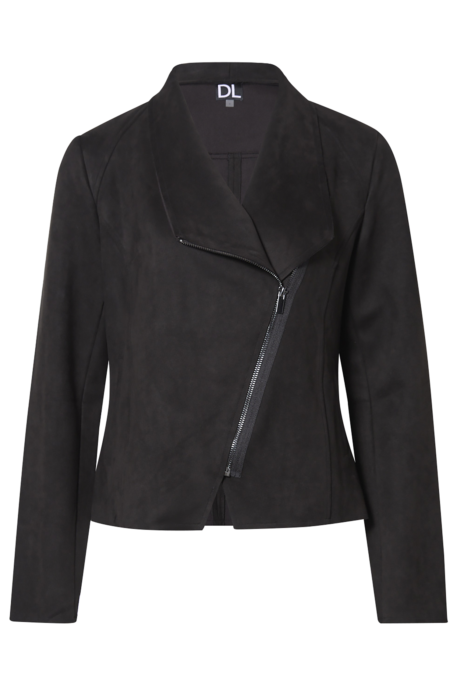 Faux Suede Drape Collar Jacket