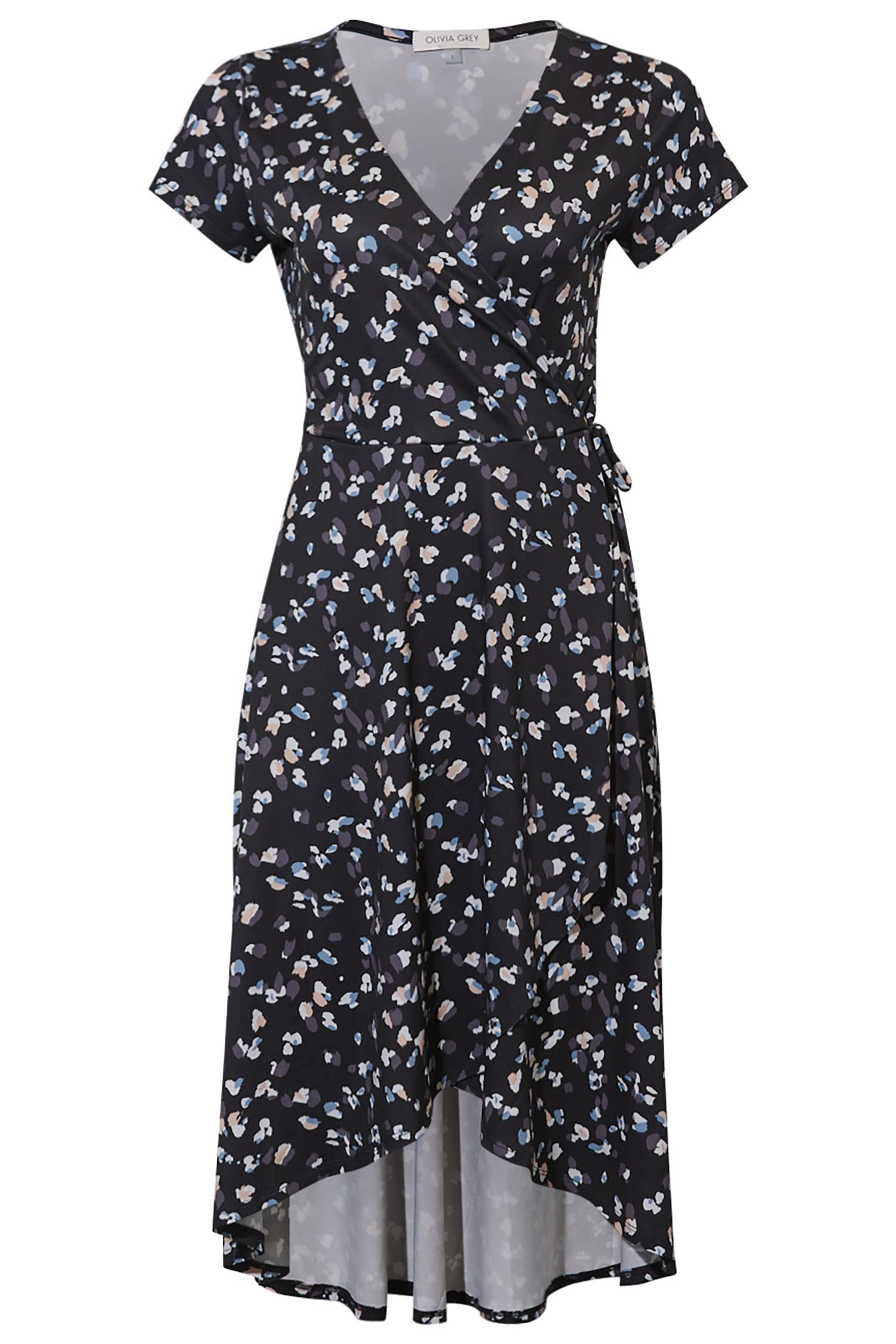 Faux Wrap Short Sleeve Dress