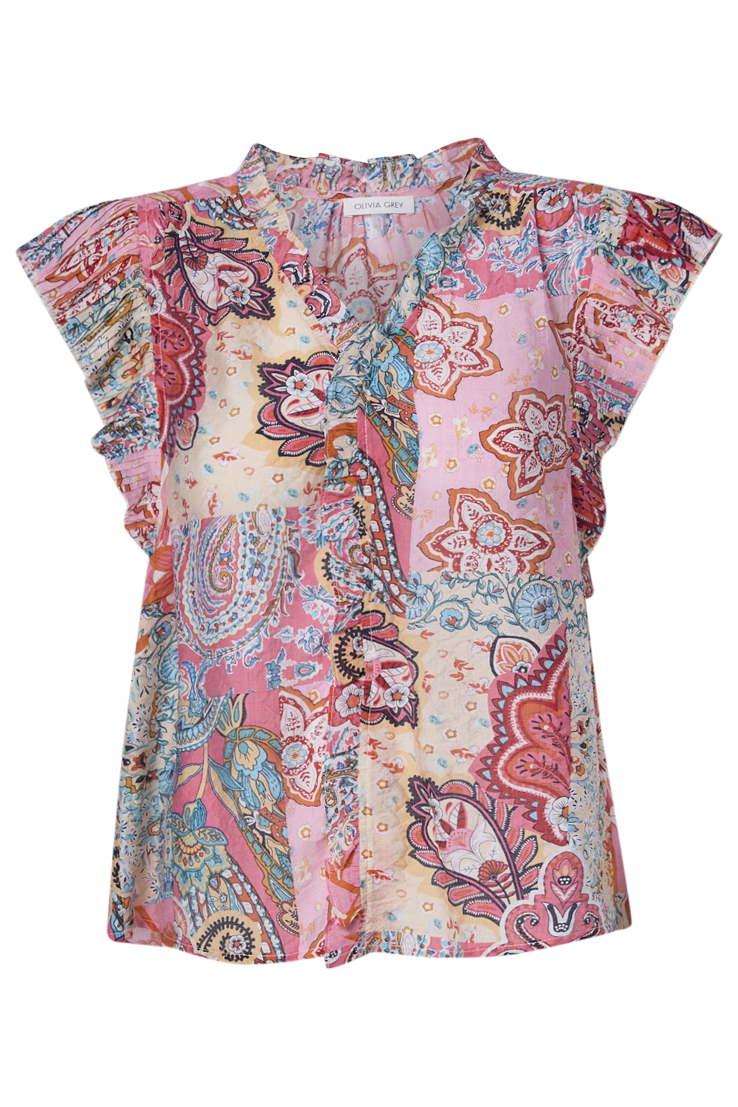 V-Neck Short Sleeve Printed Top