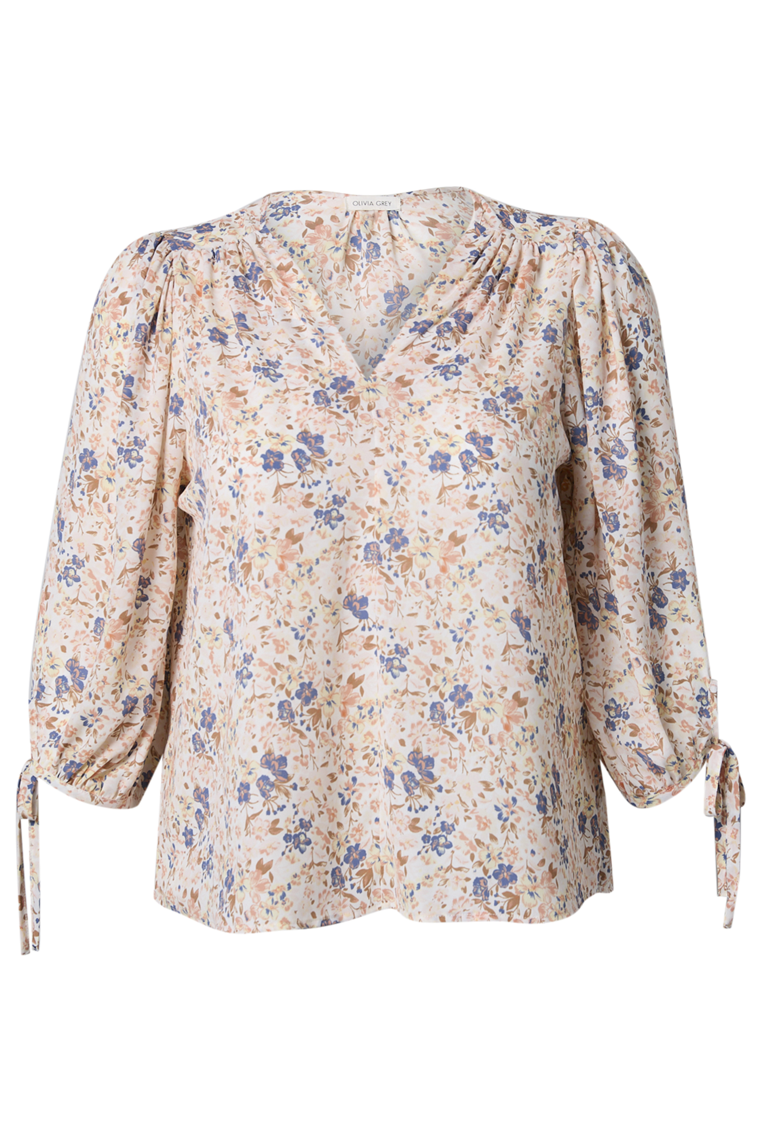 Floral Tie Sleeve Blouse