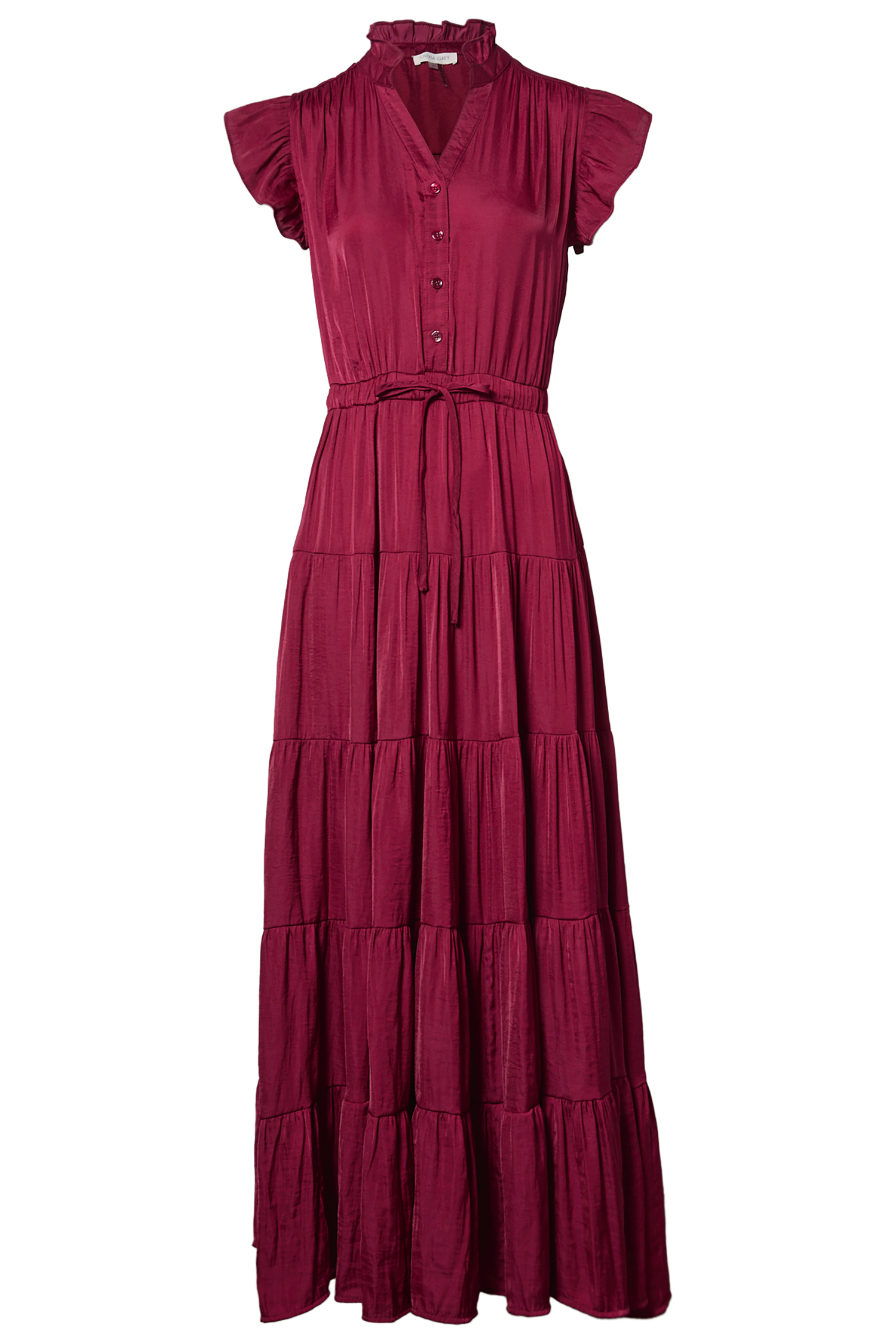 Tiered Maxi Satin Dress