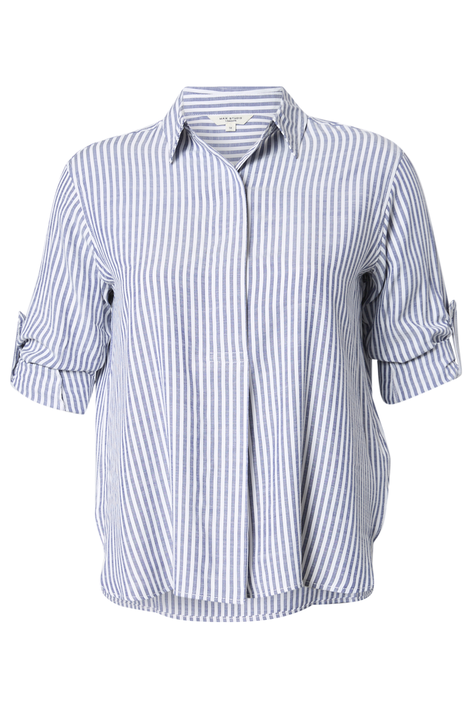 Striped Roll Tab Sleeve Shirt