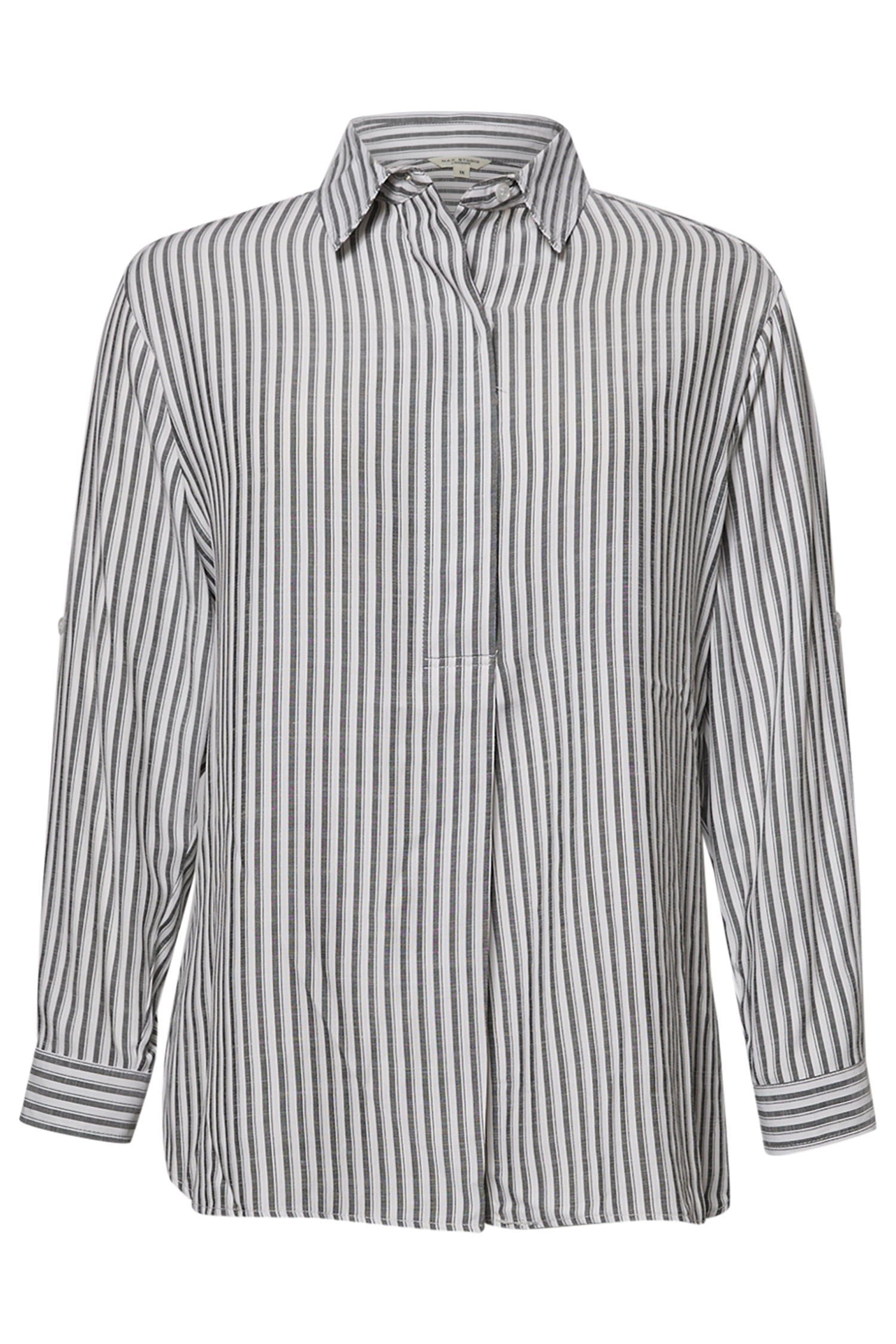 Striped Roll Tab Sleeve Shirt