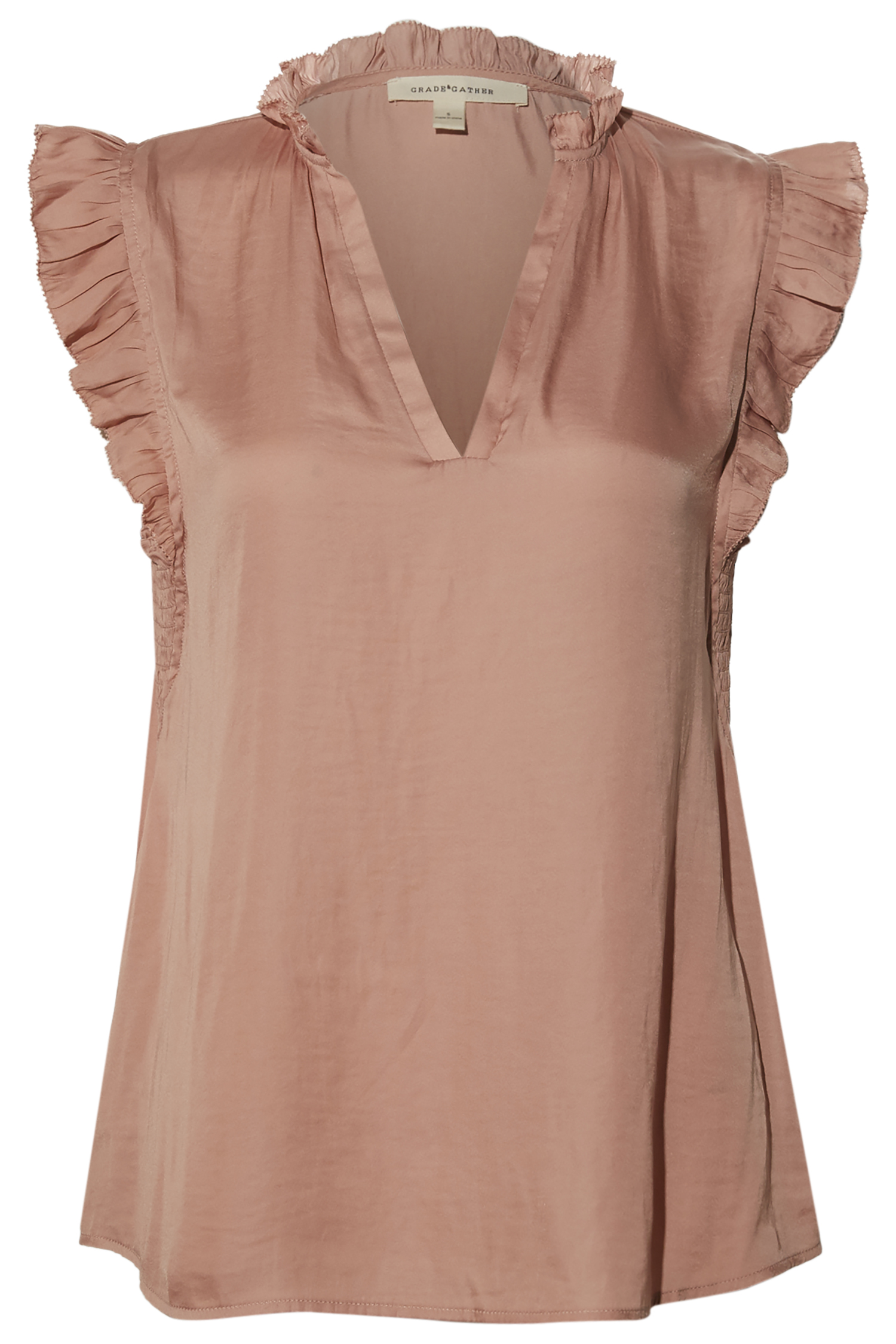 Split Neck Ruffle Trim Tank