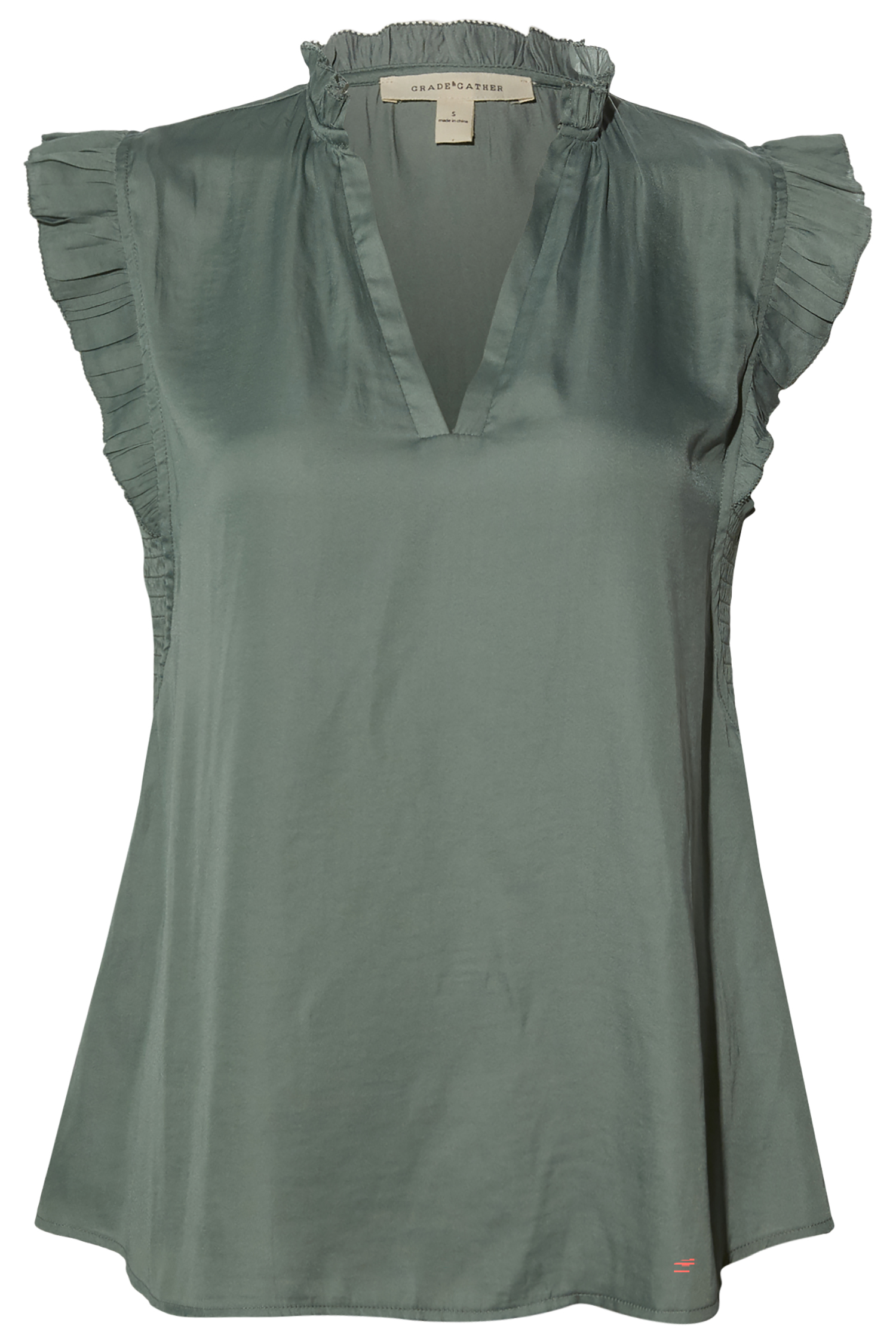 Split Neck Ruffle Trim Tank
