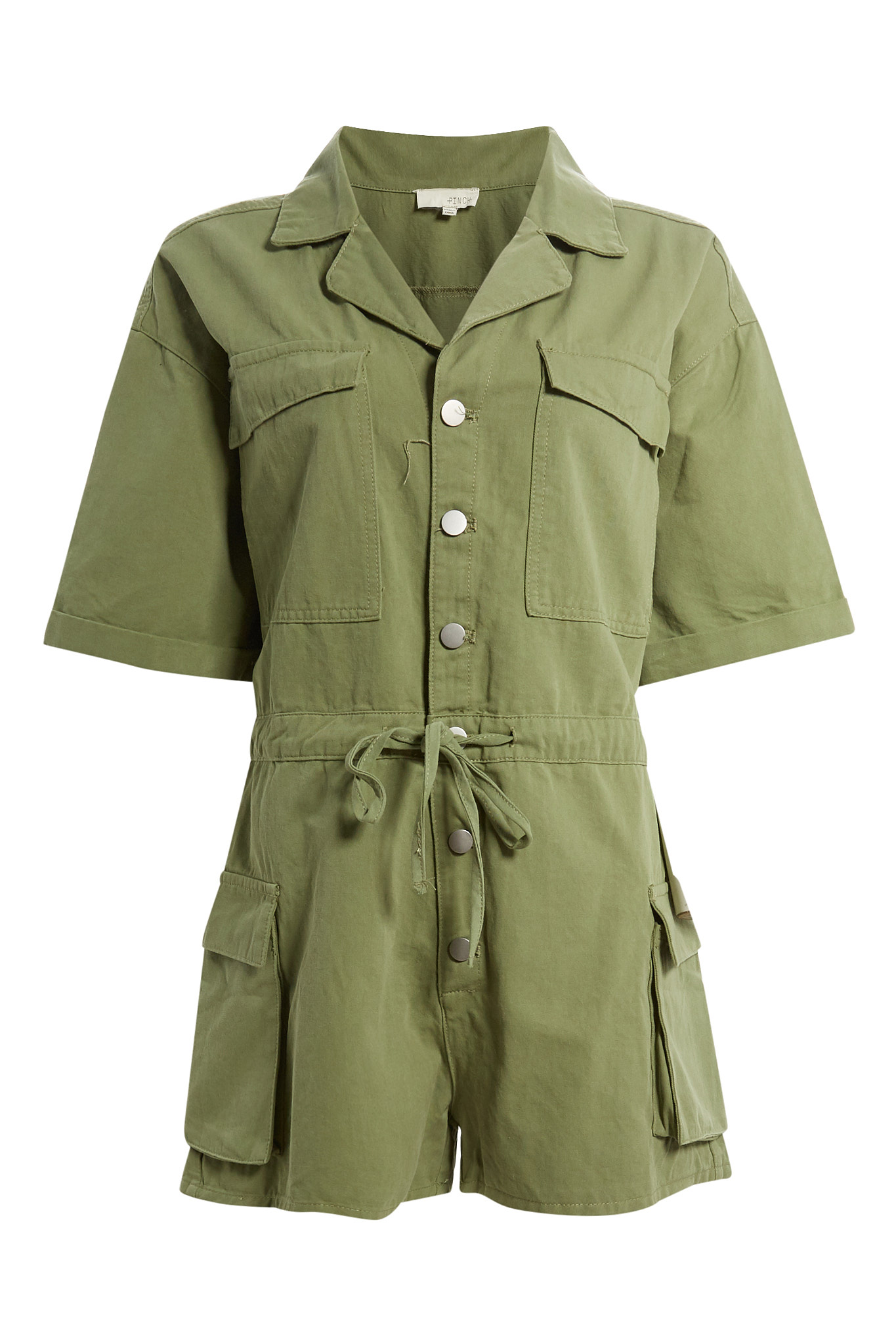 Casual Button-Front Ribbed Romper