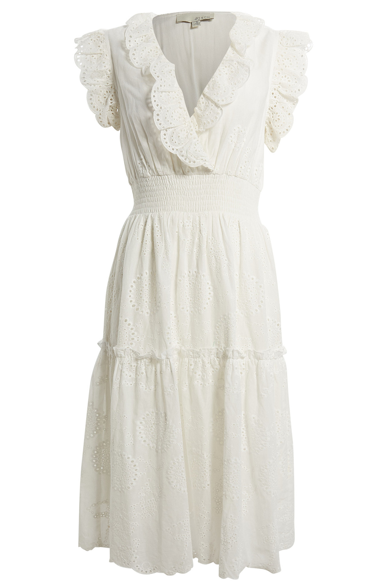 Deep V-Neck Eyelet Lace Dress