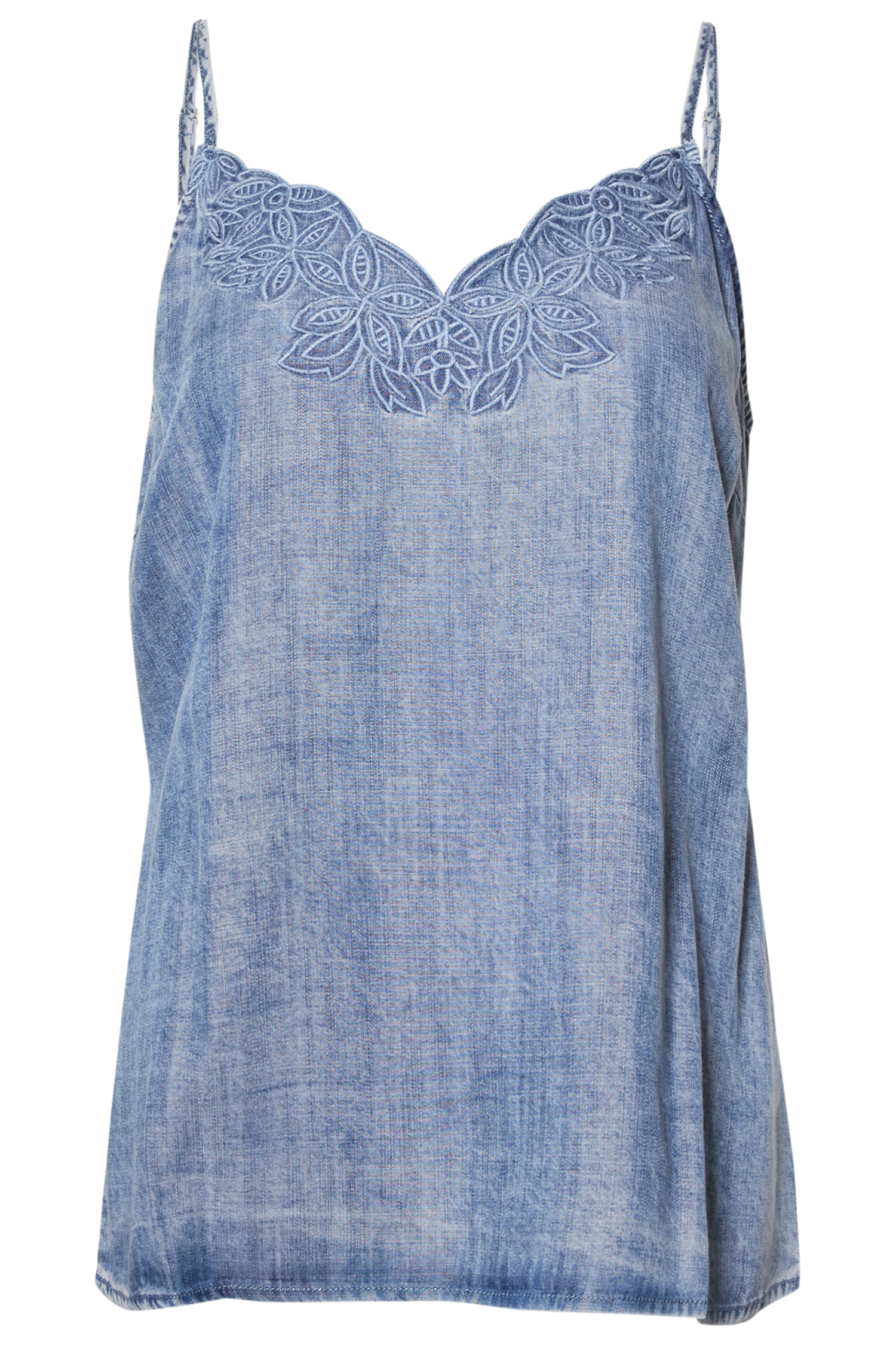 Skies are Blue Embroidered Cami in Light Blue S