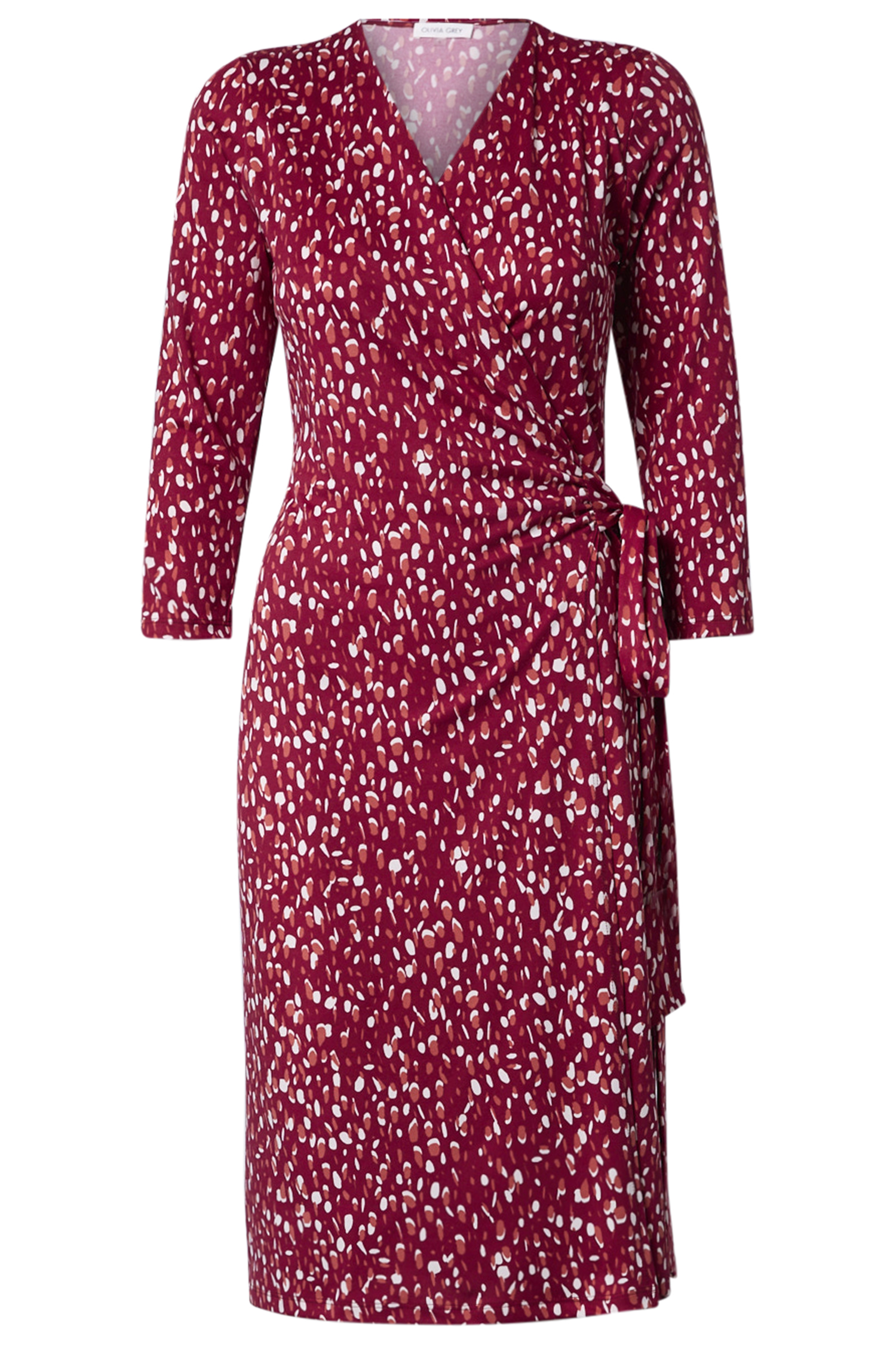 Printed 3/4 Sleeve Wrap Dress