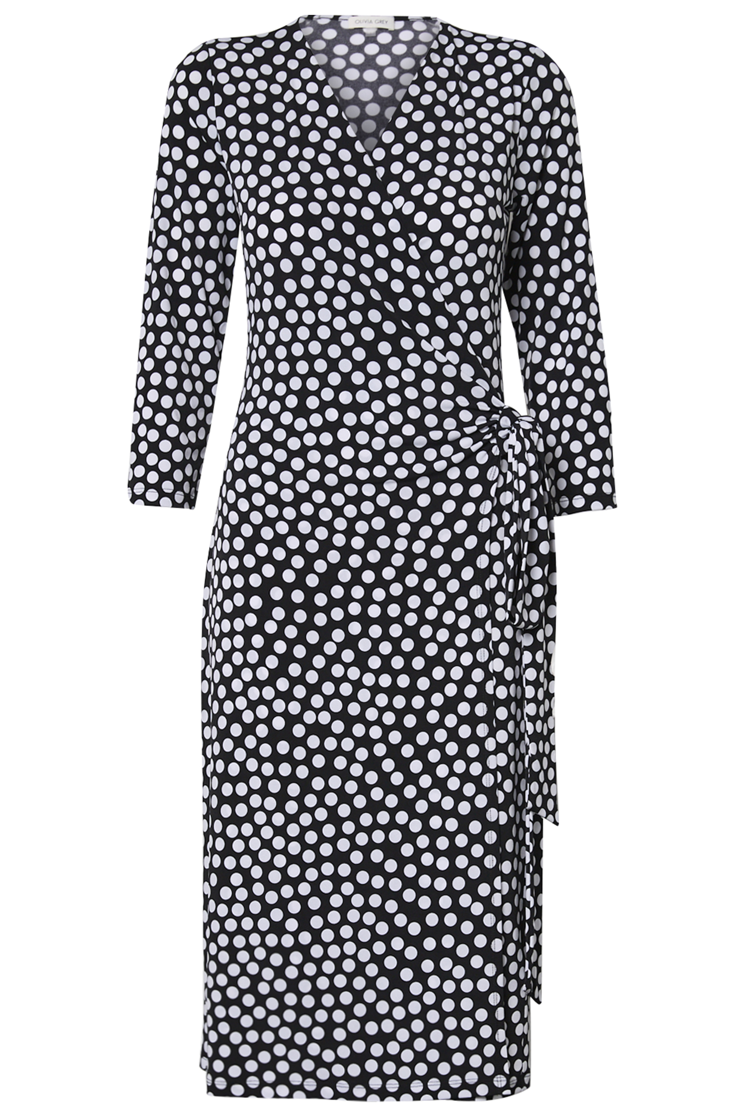 Polka Dot Surplice Dress