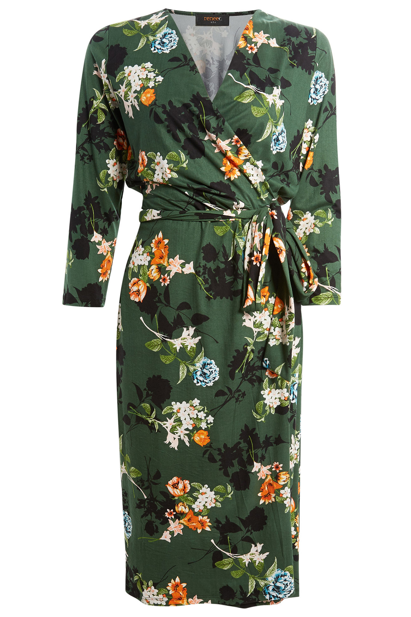 Surplice Floral Print Dress