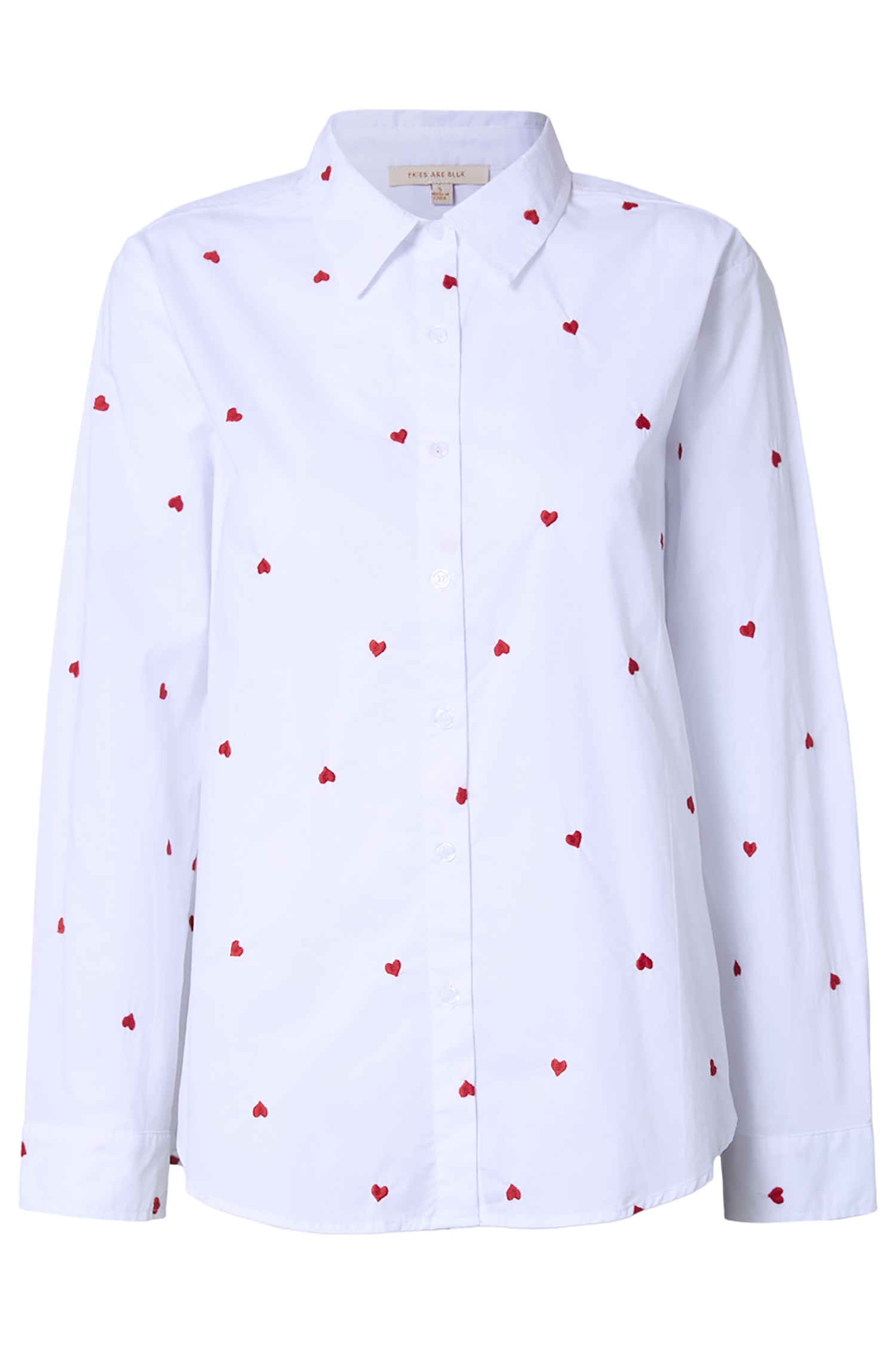 Heart Embroidered Long Sleeve Shirt