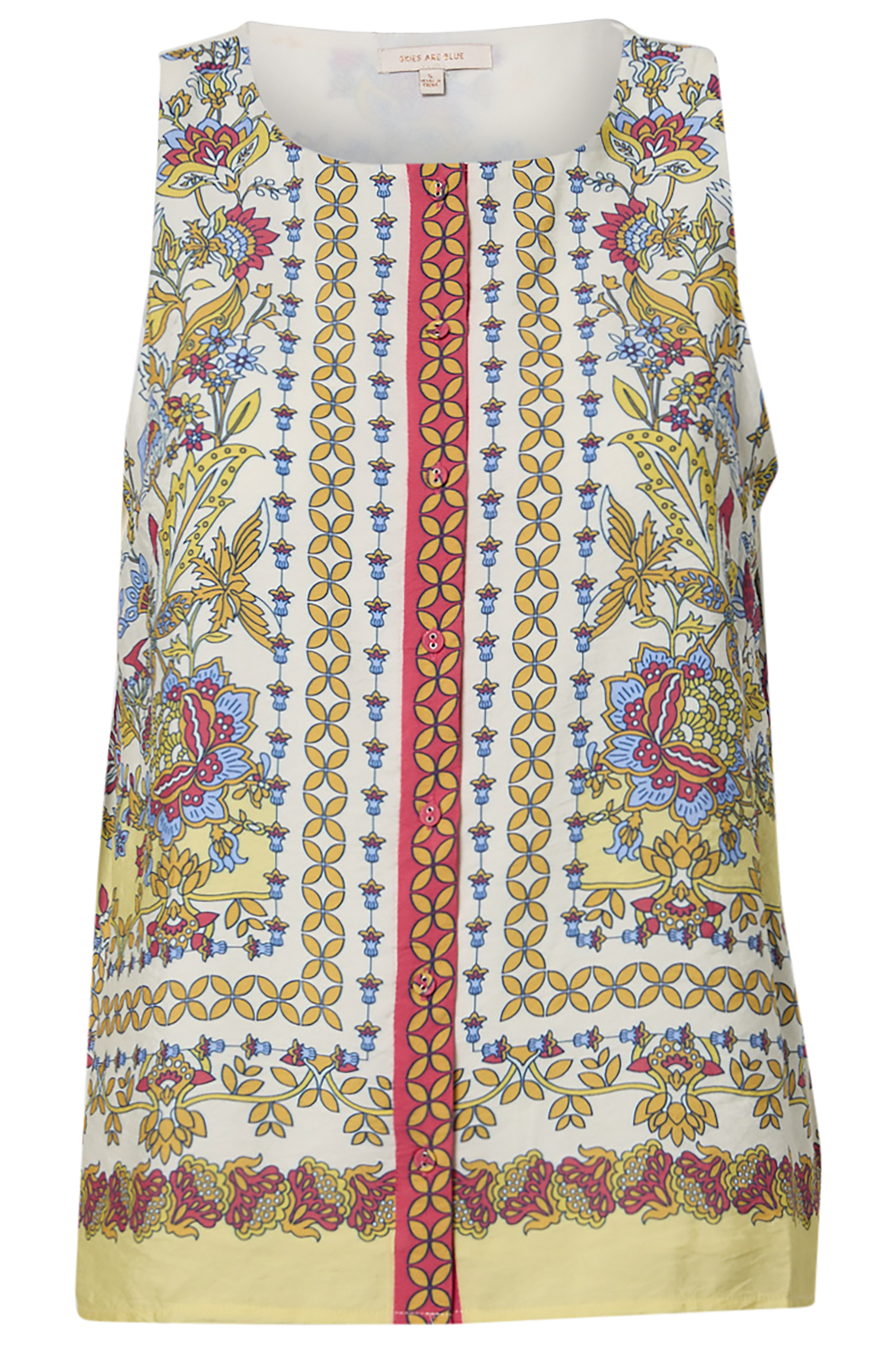 Border Print Sleeveless Top