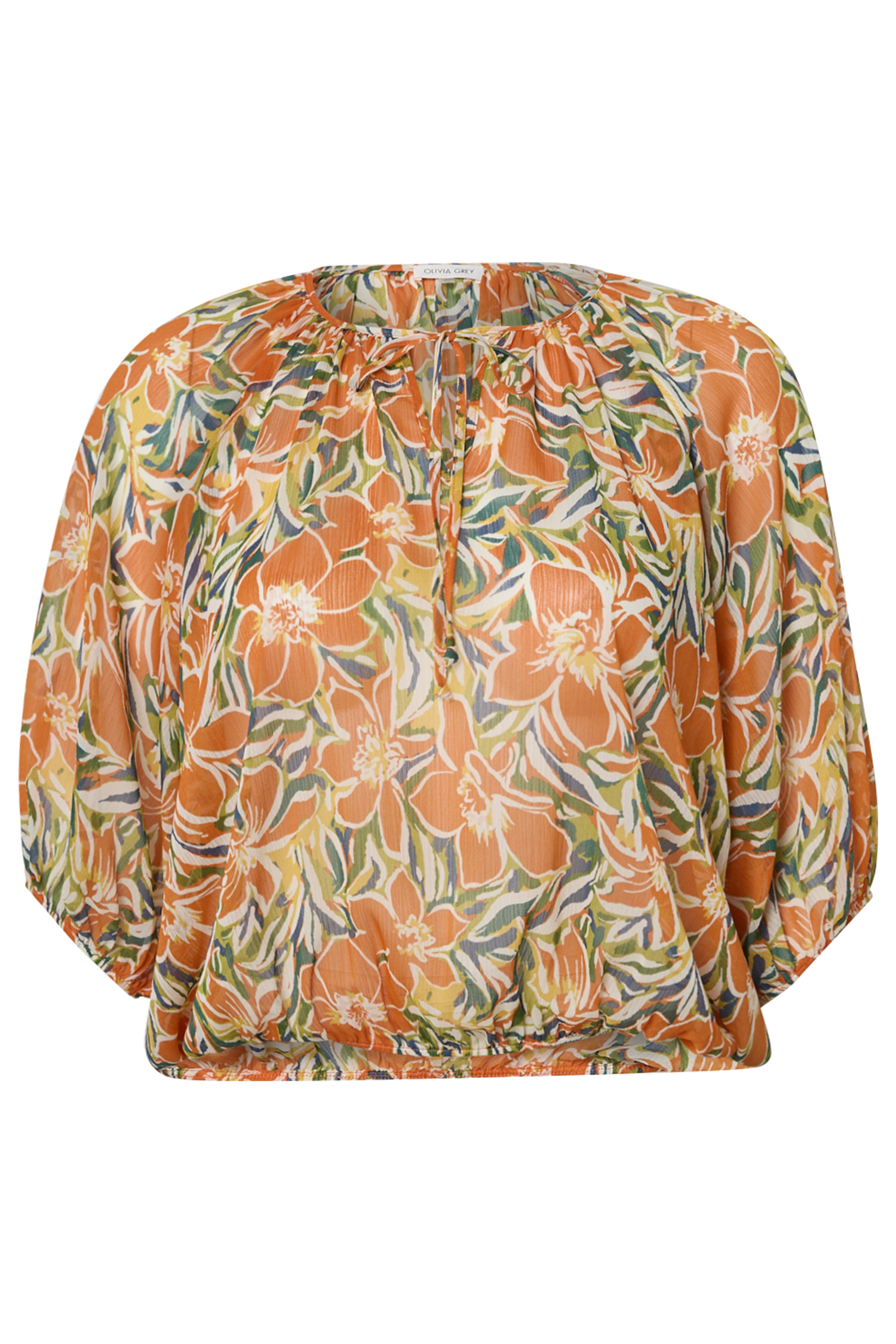 Tropical Tie Sleeve Blouse