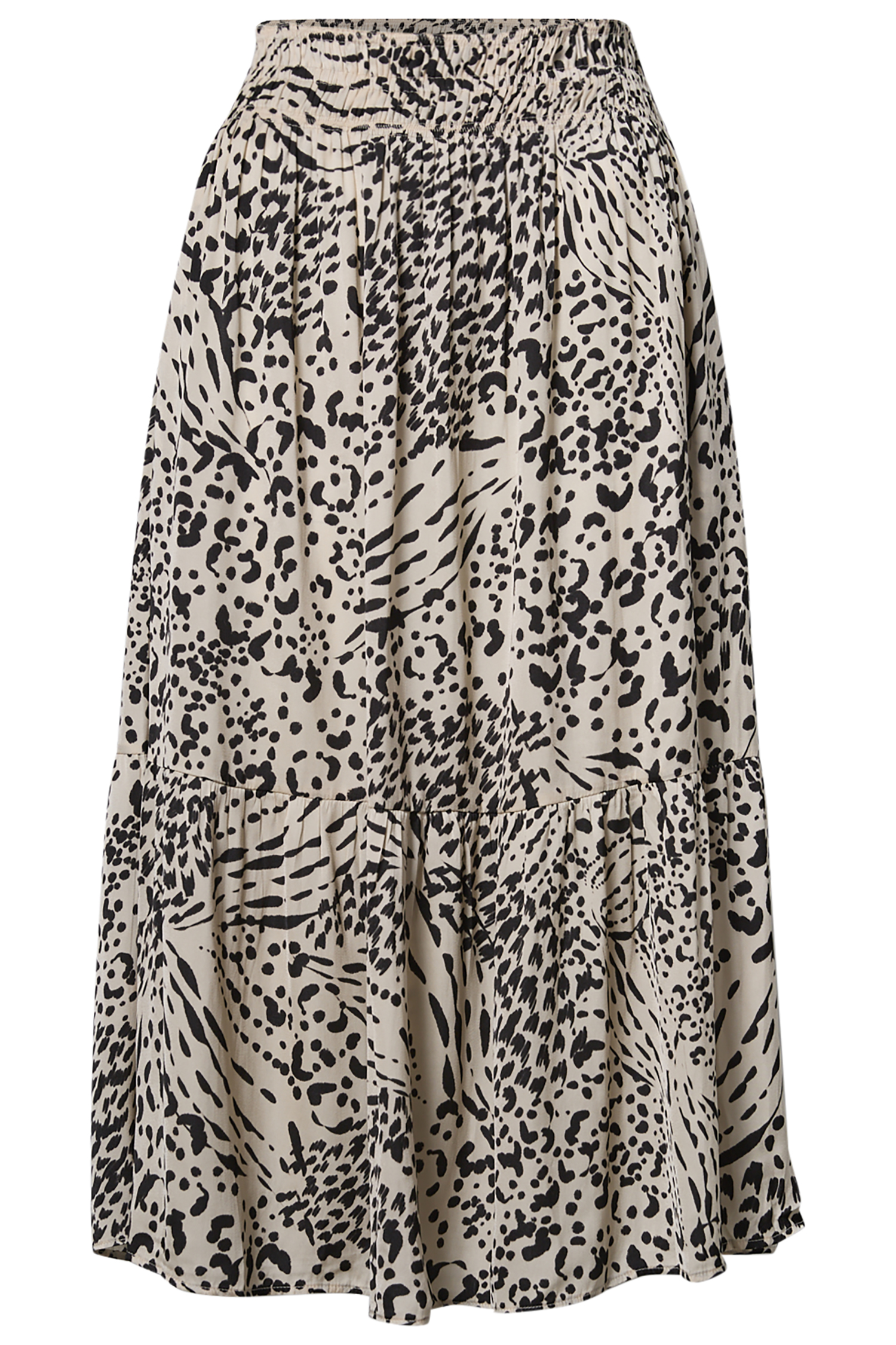 Printed Satin Midi Skirt