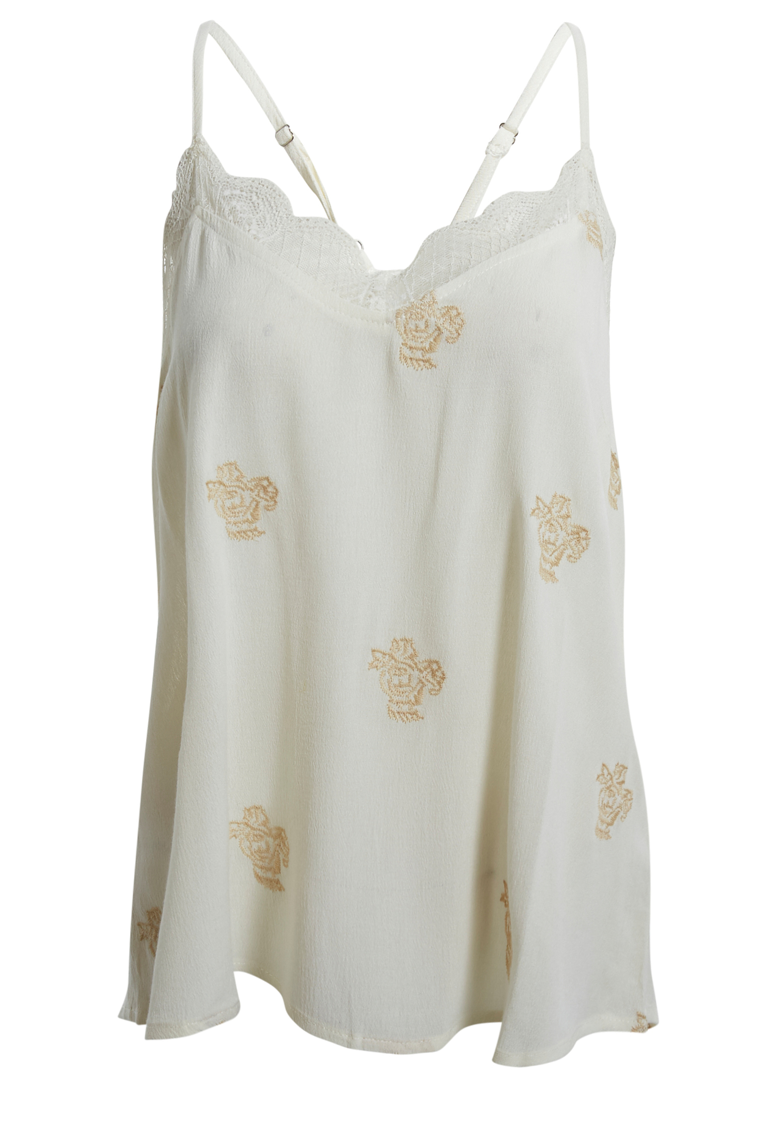 Embroidered Lace Trim Cami