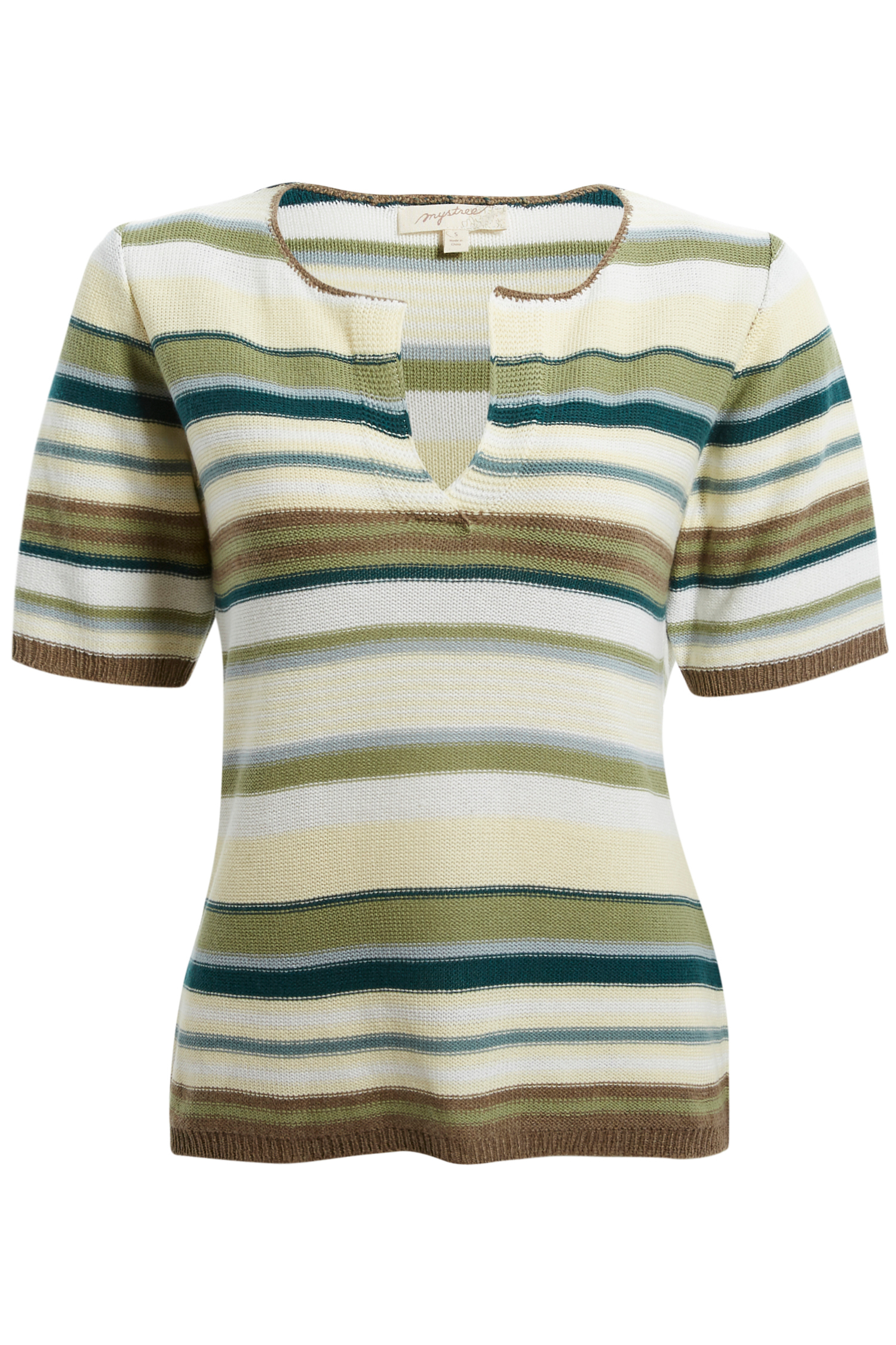 Split Neck Striped Tee