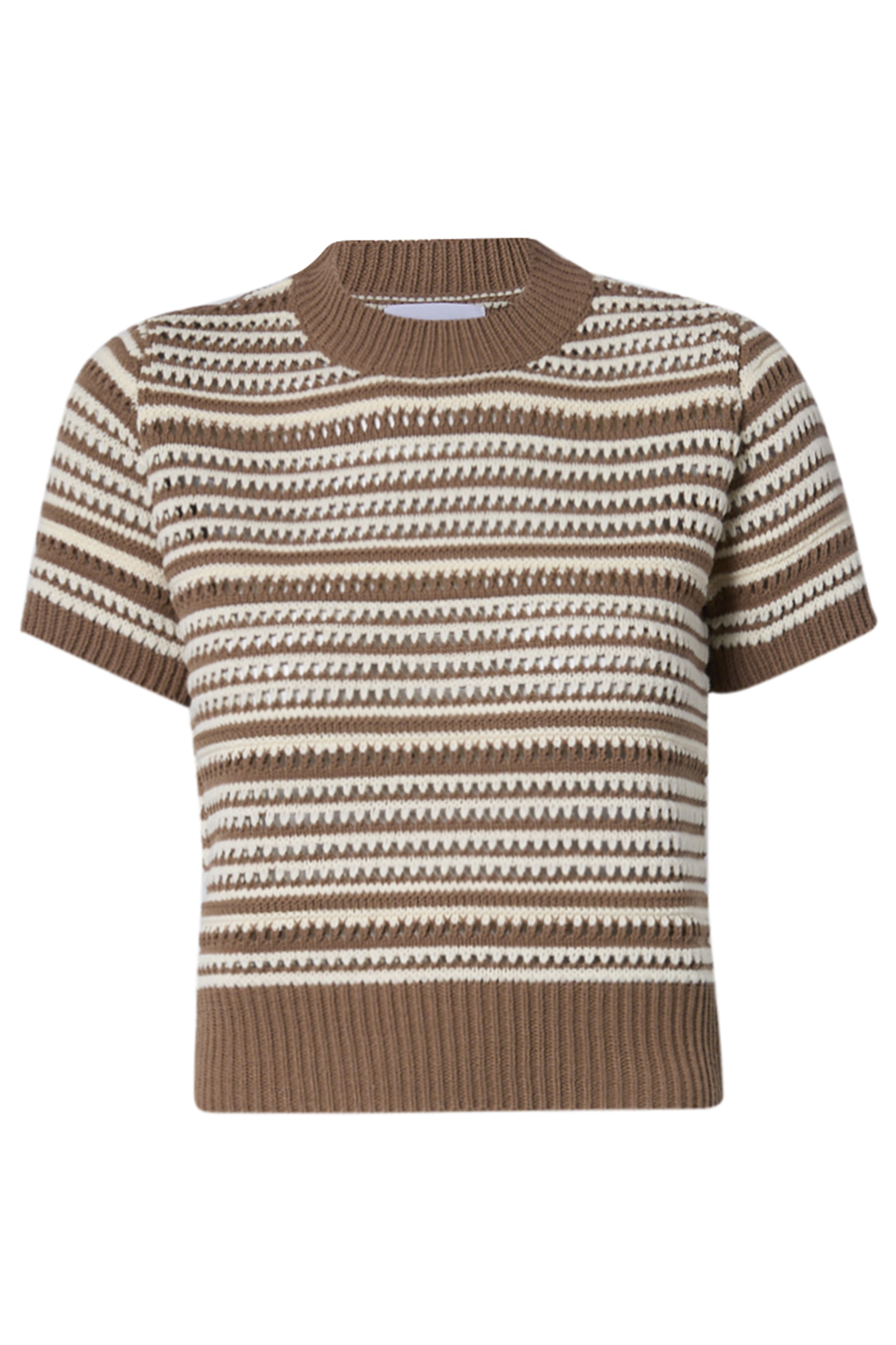Crochet Stripe Short Sleeve Top