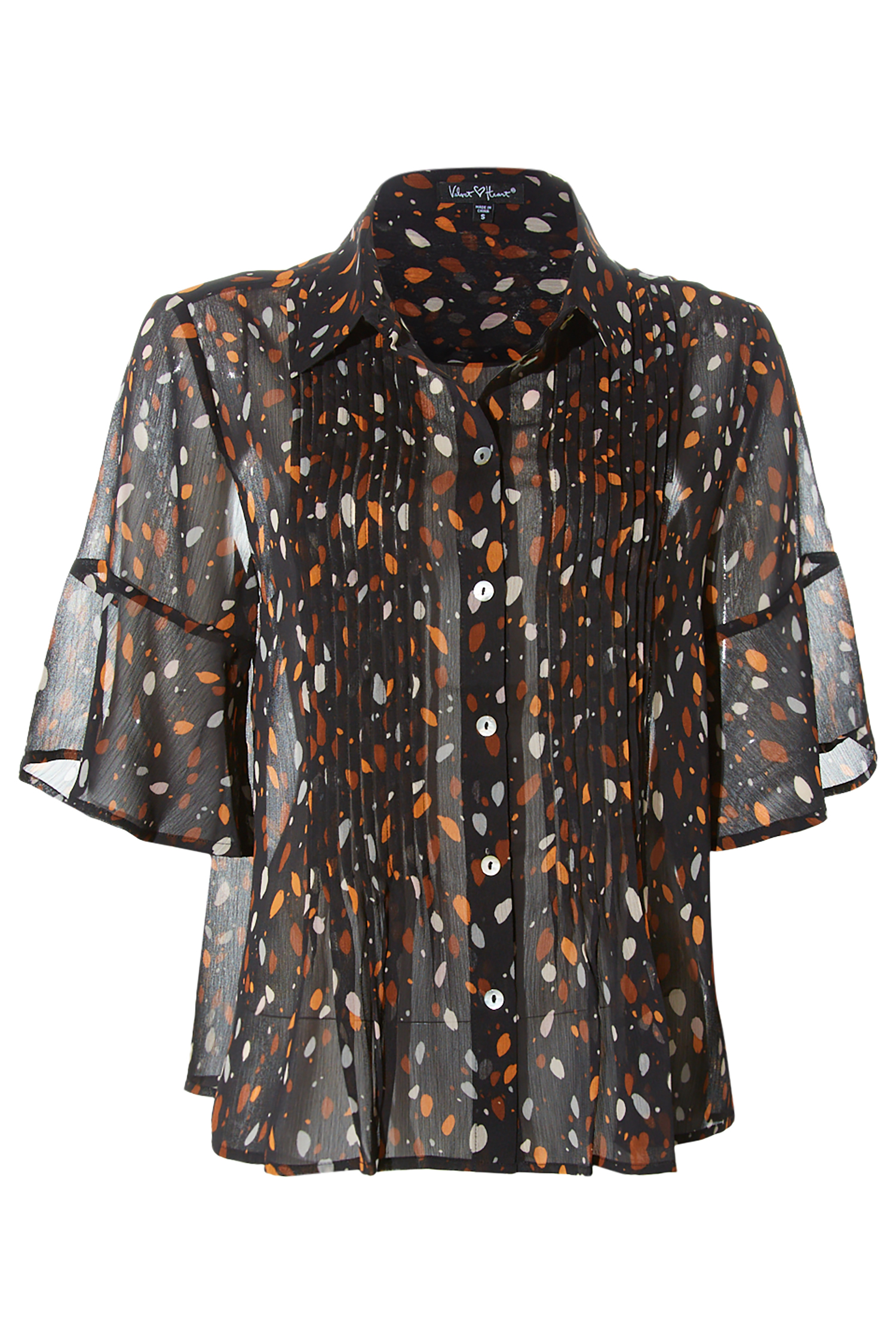Velvet Sheer Half Sleeve Top