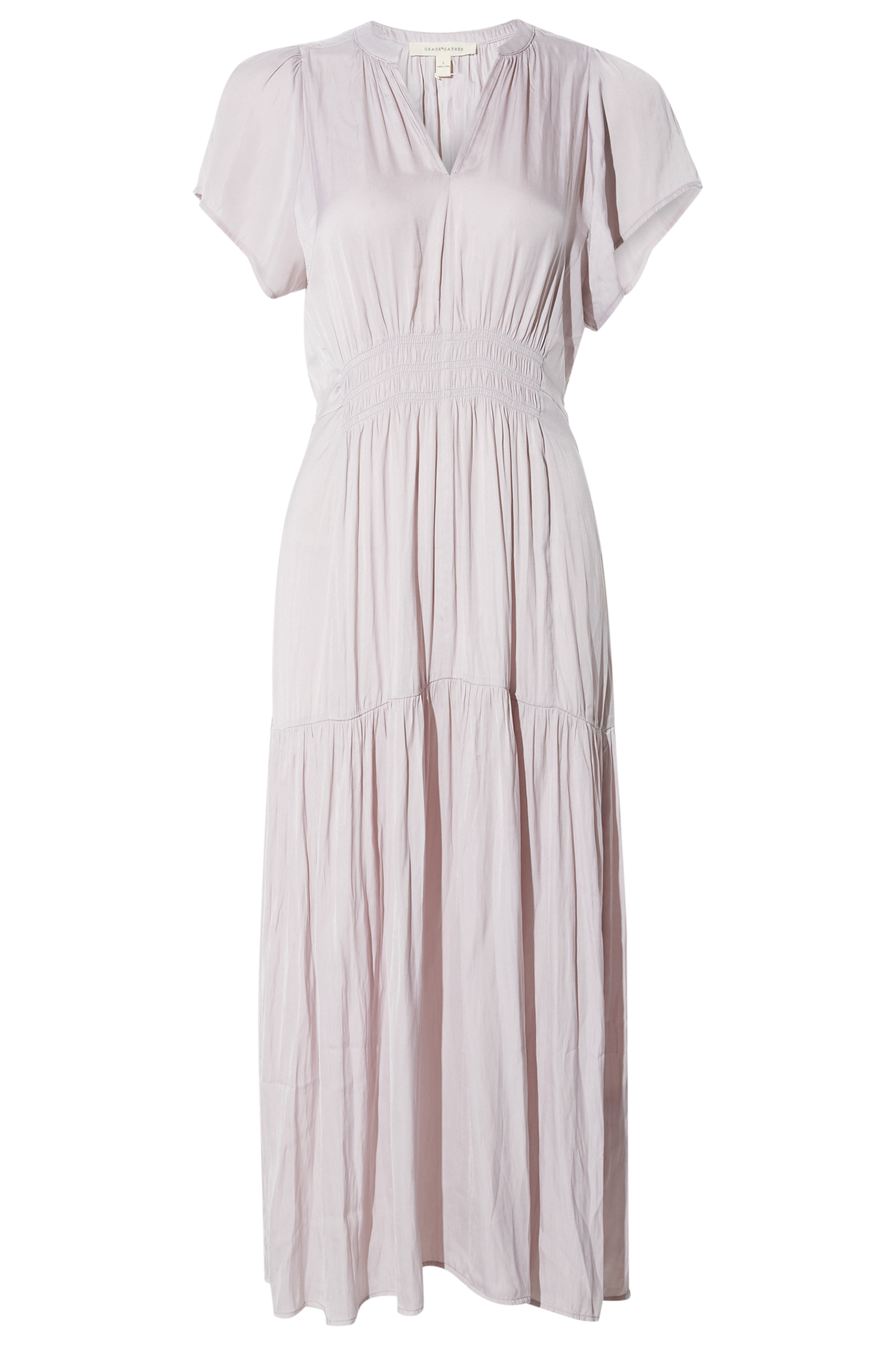 Smocked Split Neck Dress
