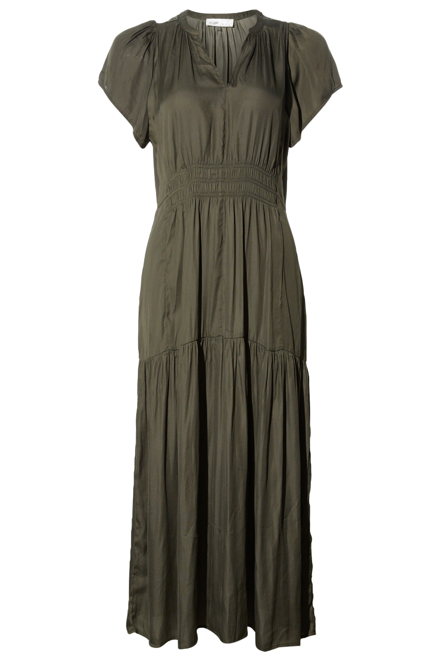 Smocked Split Neck Dress