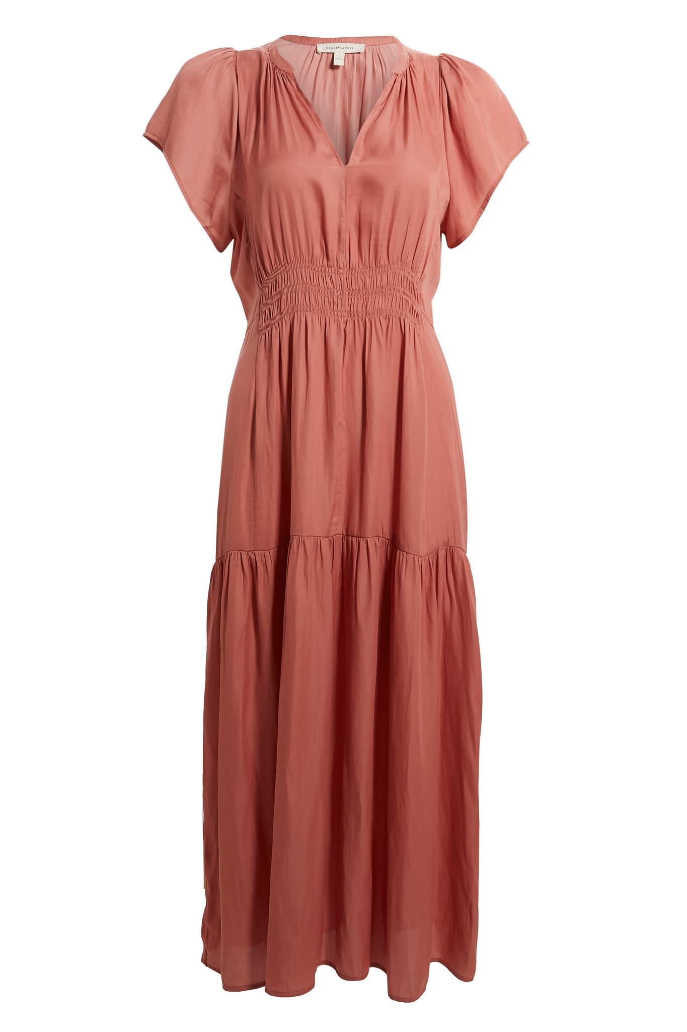 Smocked Split Neck Dress