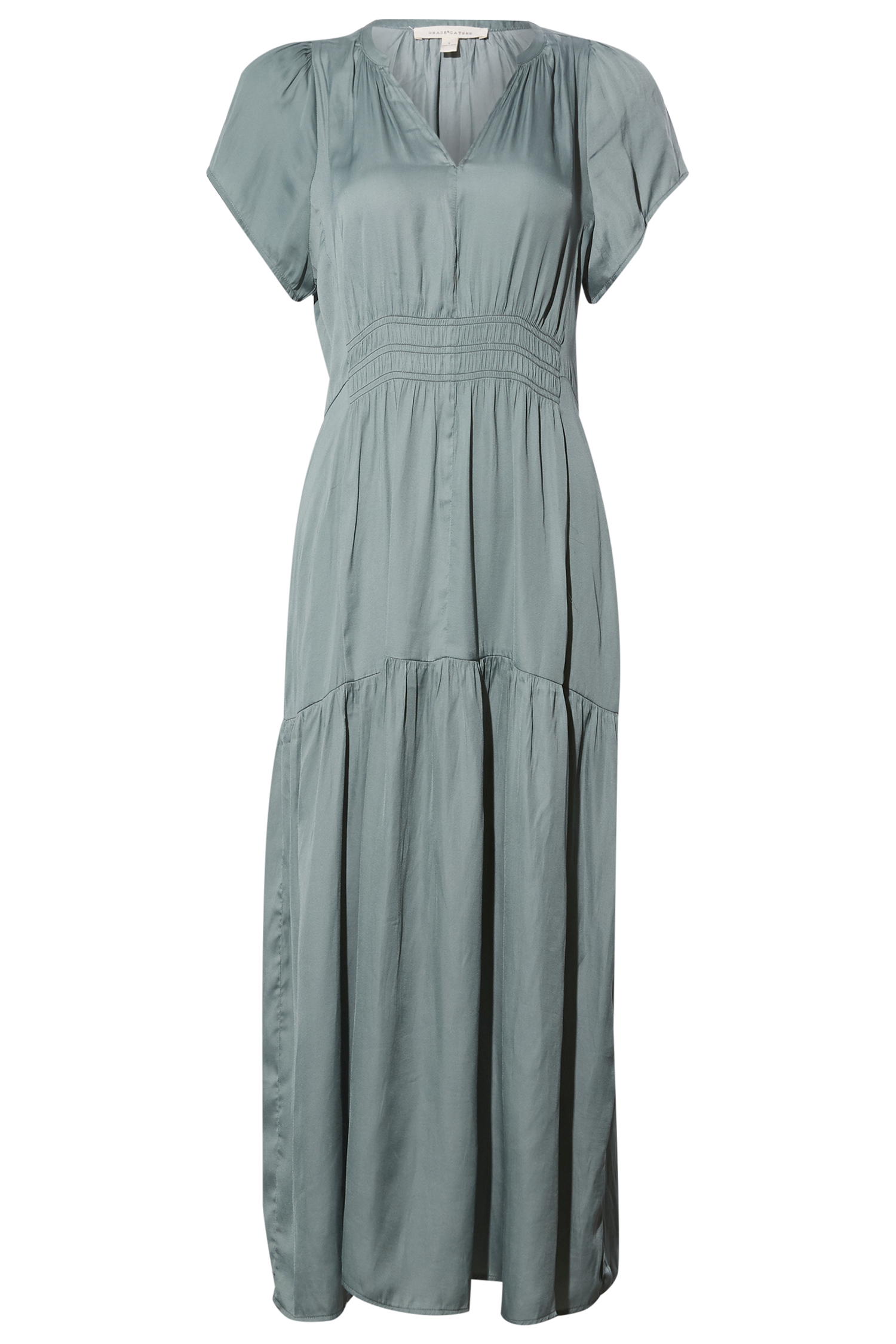 Smocked Split Neck Dress