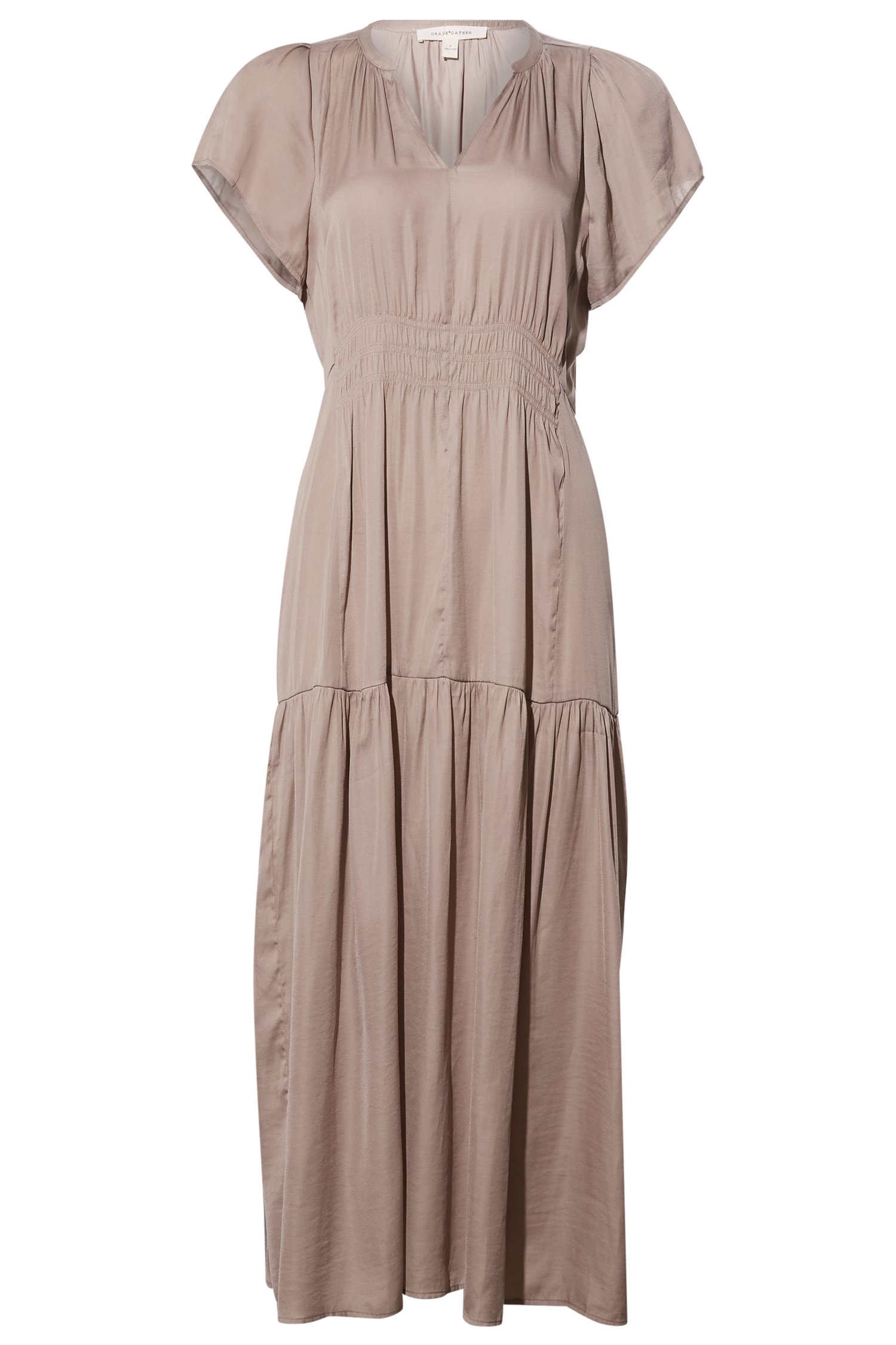 Smocked Split Neck Dress