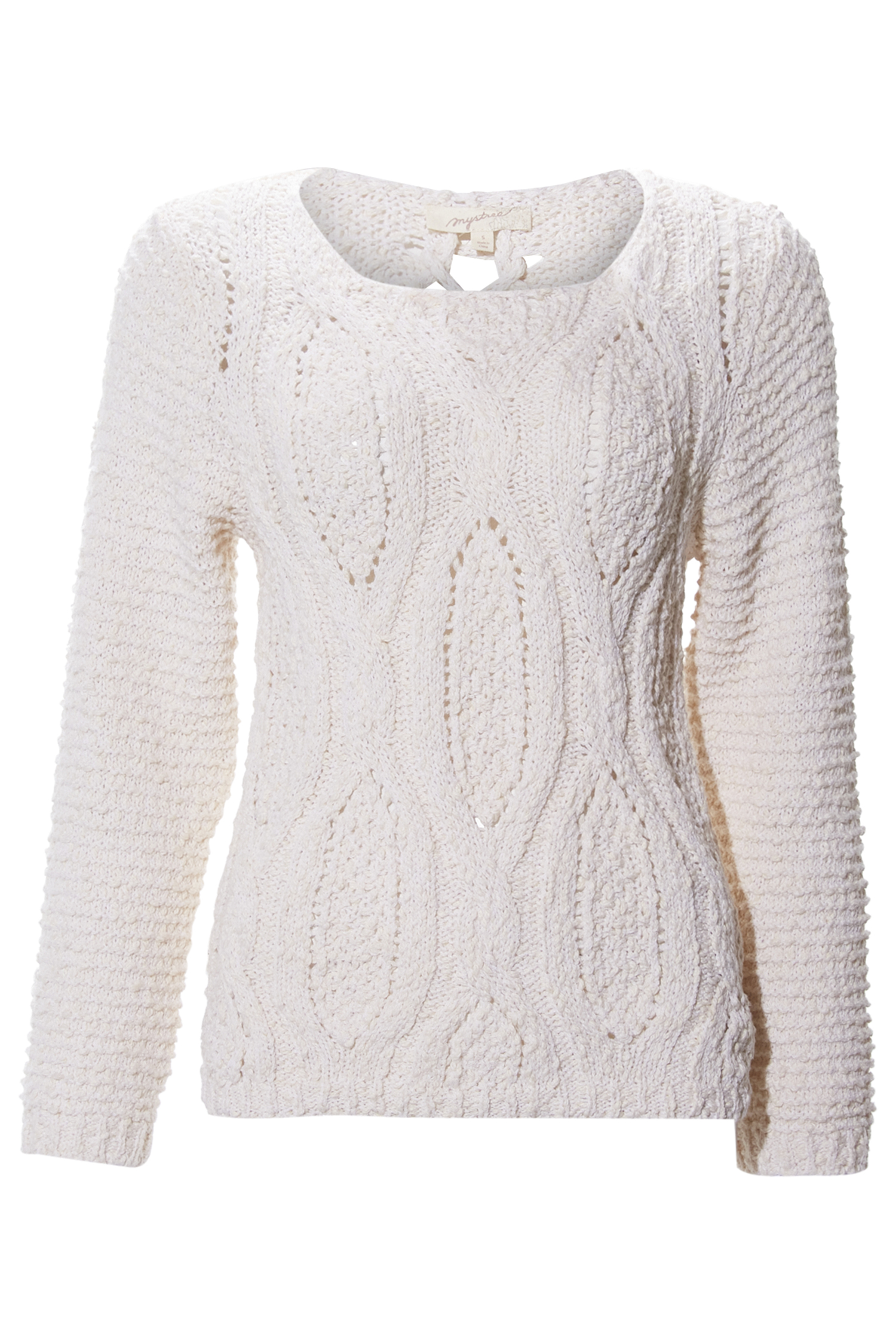 Textured Pullover with Lace Up Back