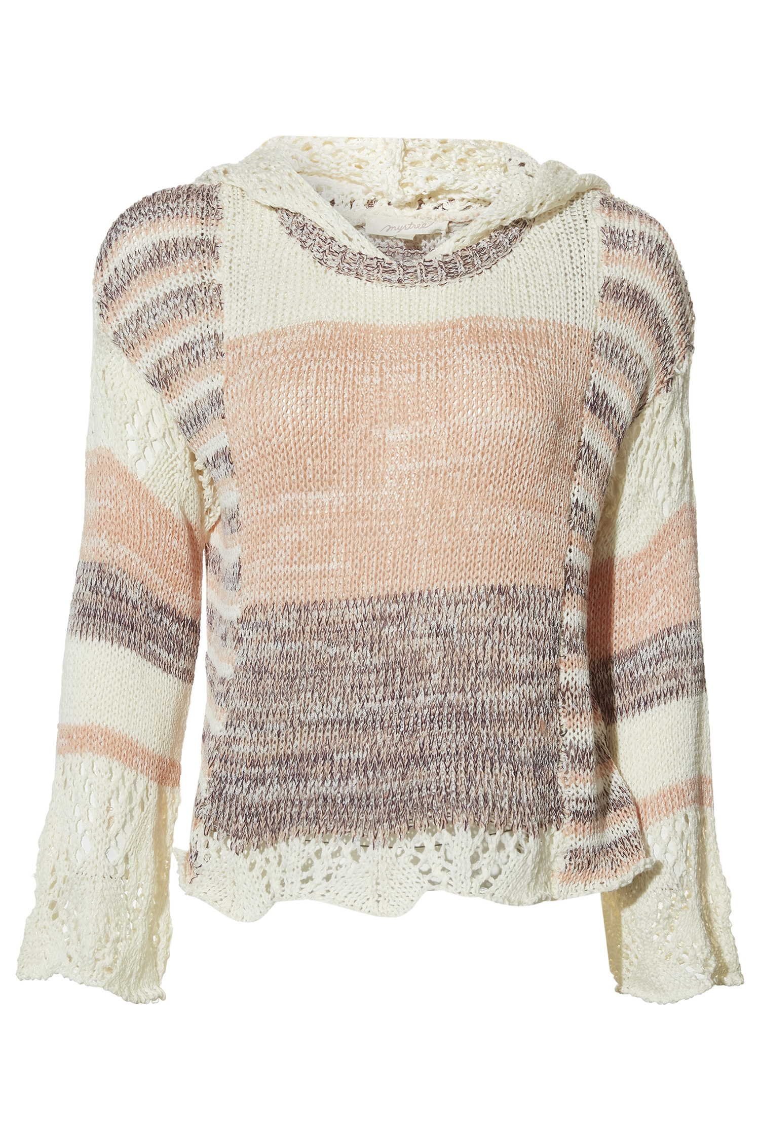 Mystree Hooded Crochet Sweater