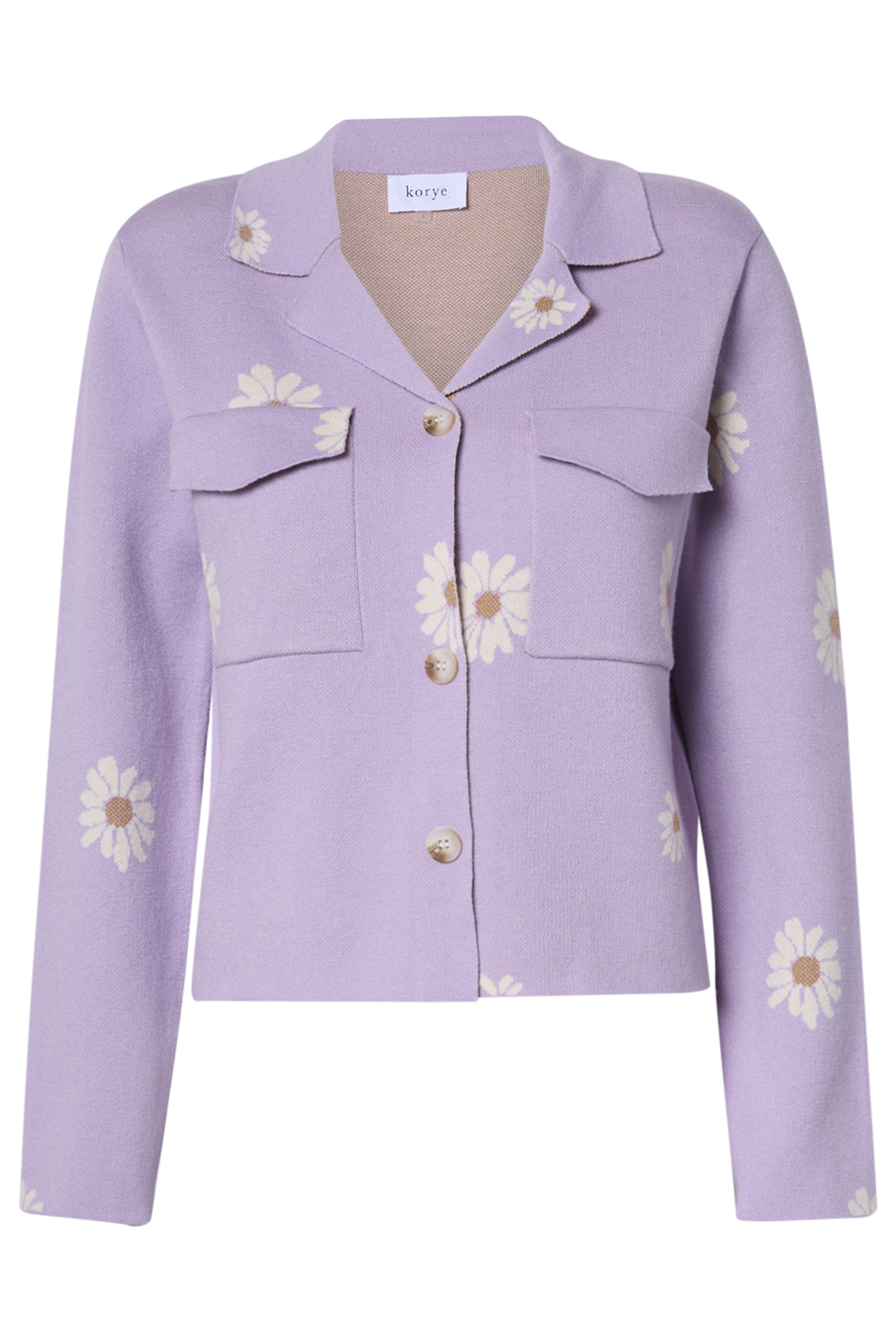 Flower Print Collared Cardigan